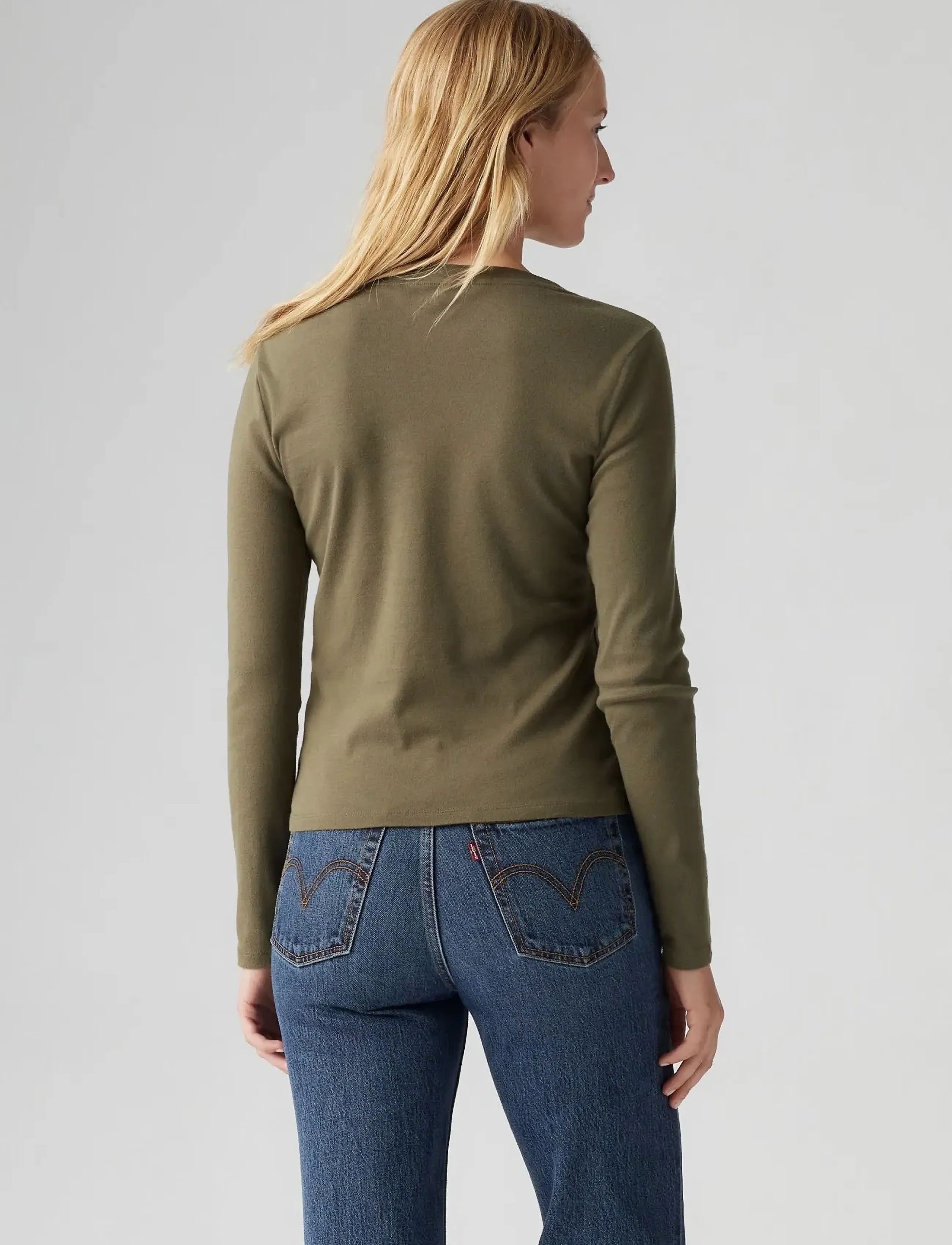 Levi's® - ESSENTIAL HM LS VNECK IVY GREE - greens - 3