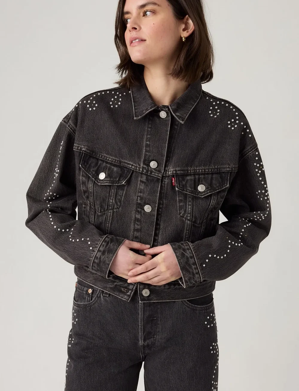 Levi's® - SHRUNKEN 90S NO PLEAT BEJEWELE - vestes en jean - blacks - 0