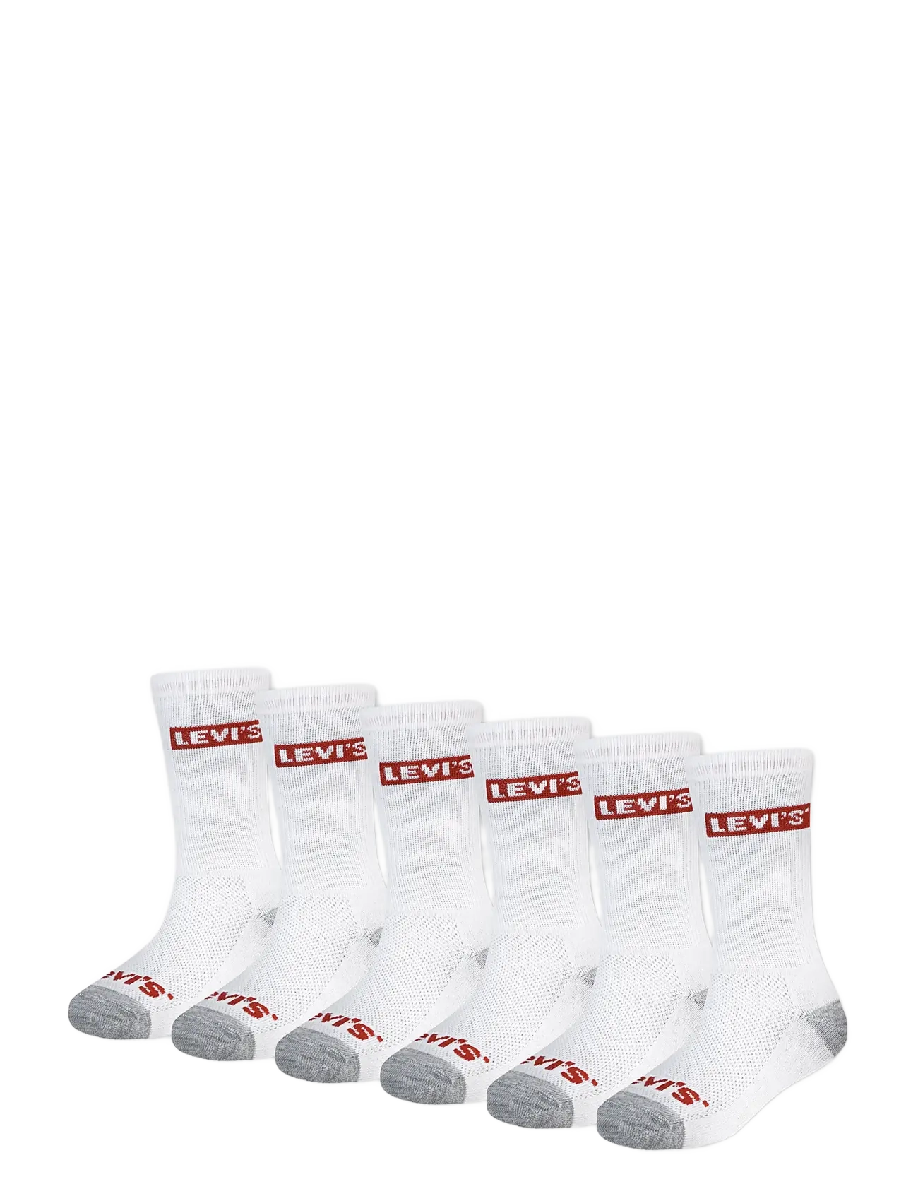 Levi's Core Crew Length Socks 6-Pack, 37.5-40, Socken & Strumpfhosen, Weiß - Socks, Kinder