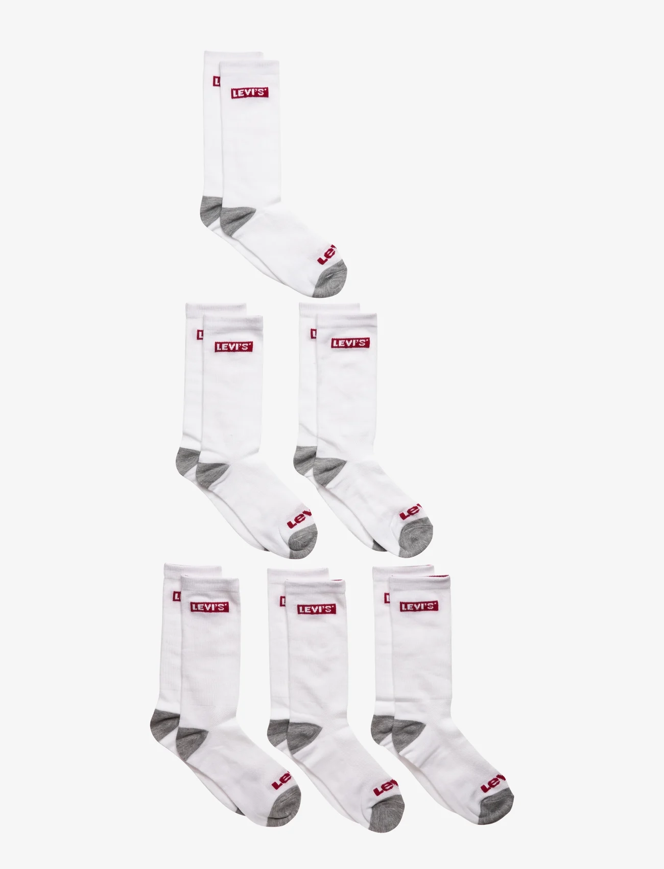 Levi's - Levi's® Core Crew Length Socks 6-Pack - zemākās cenas - white - 0