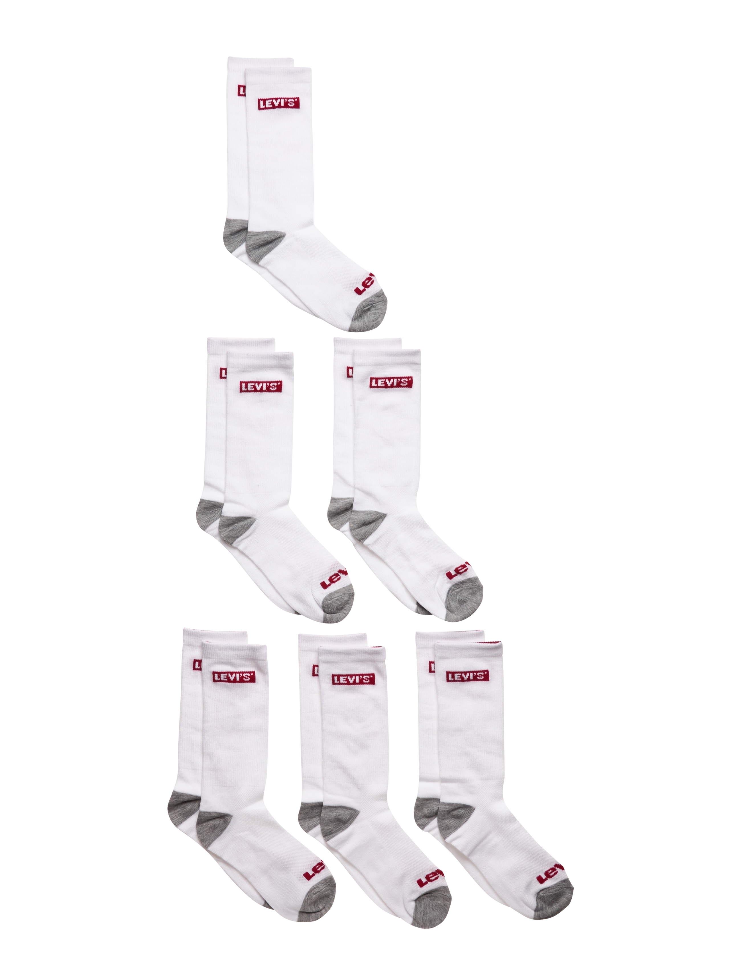 Levi's Levi's® Core Crew Length Socks 6-Pack - Strumpor - WHITE / white
