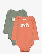 Levi's® Poster Logo Long Sleeve Bodysuit 2-Pack - GREEN
