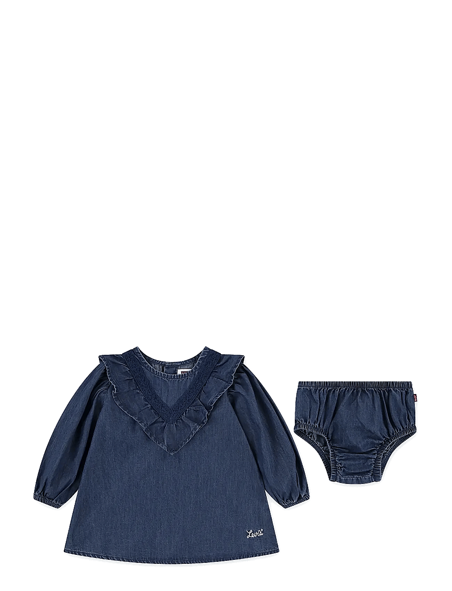 Levi's - Levi's® Denim Ruffle Dress - langärmelige babykleider - dark wave - 0