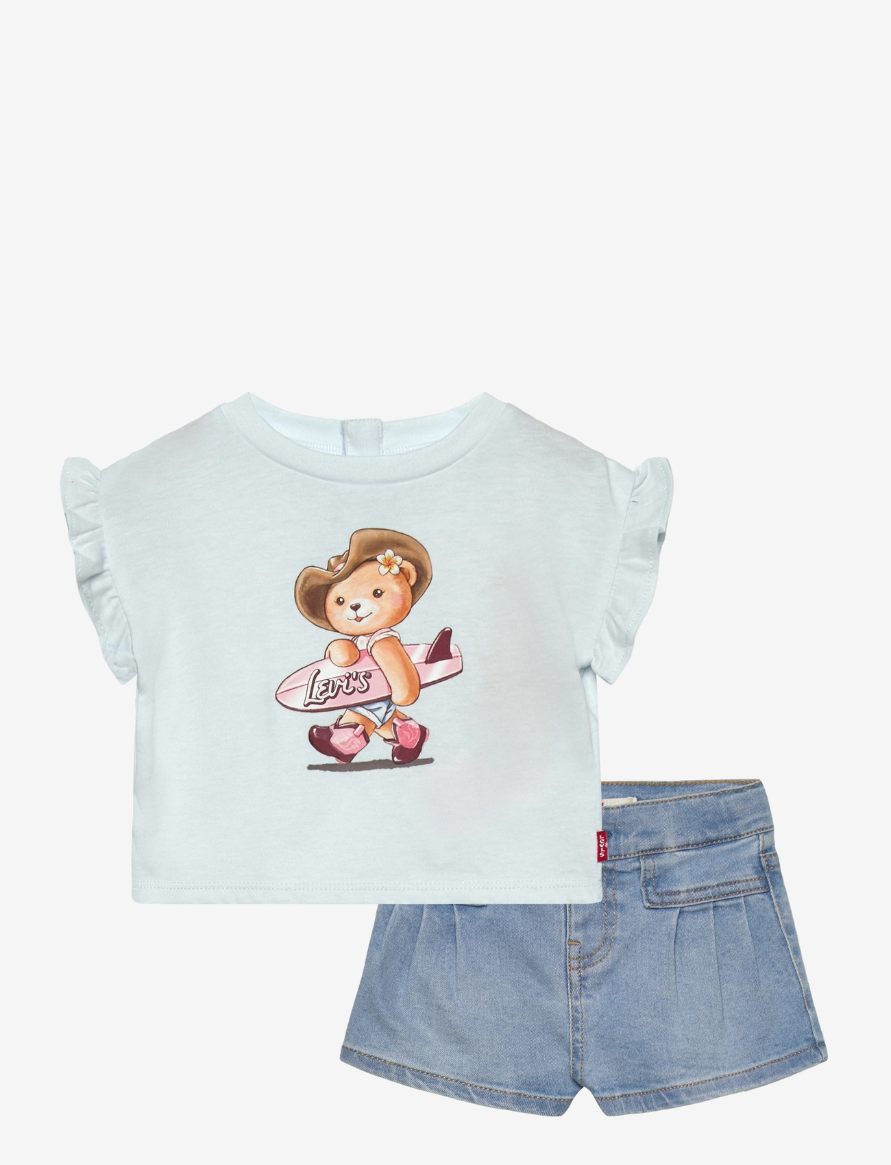 Levi's - Levi's® Cowboy Bear Tee and Pleated Shorts 2-Piece Set - set med kortärmad t-shirt - country air - 0
