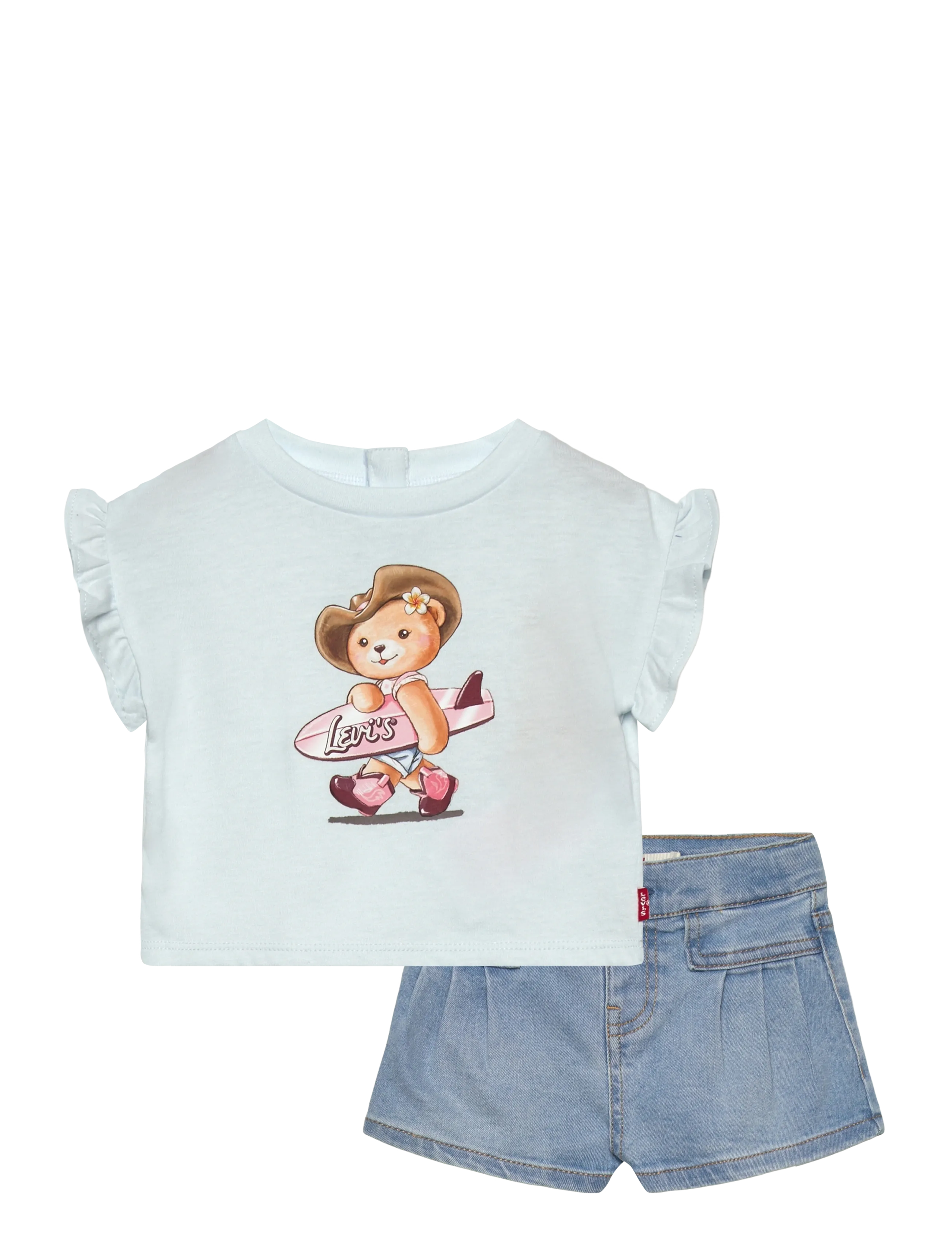 Levi's Levi's® Cowboy Bear Tee and Pleated Shorts 2-Piece Set - Komplekti ar t-kreklu ar īsām piedurknēm - COUNTRY AIR / blue