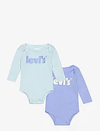 Levi's® Poster Logo Long Sleeve Bodysuit 2-Pack - BLUE