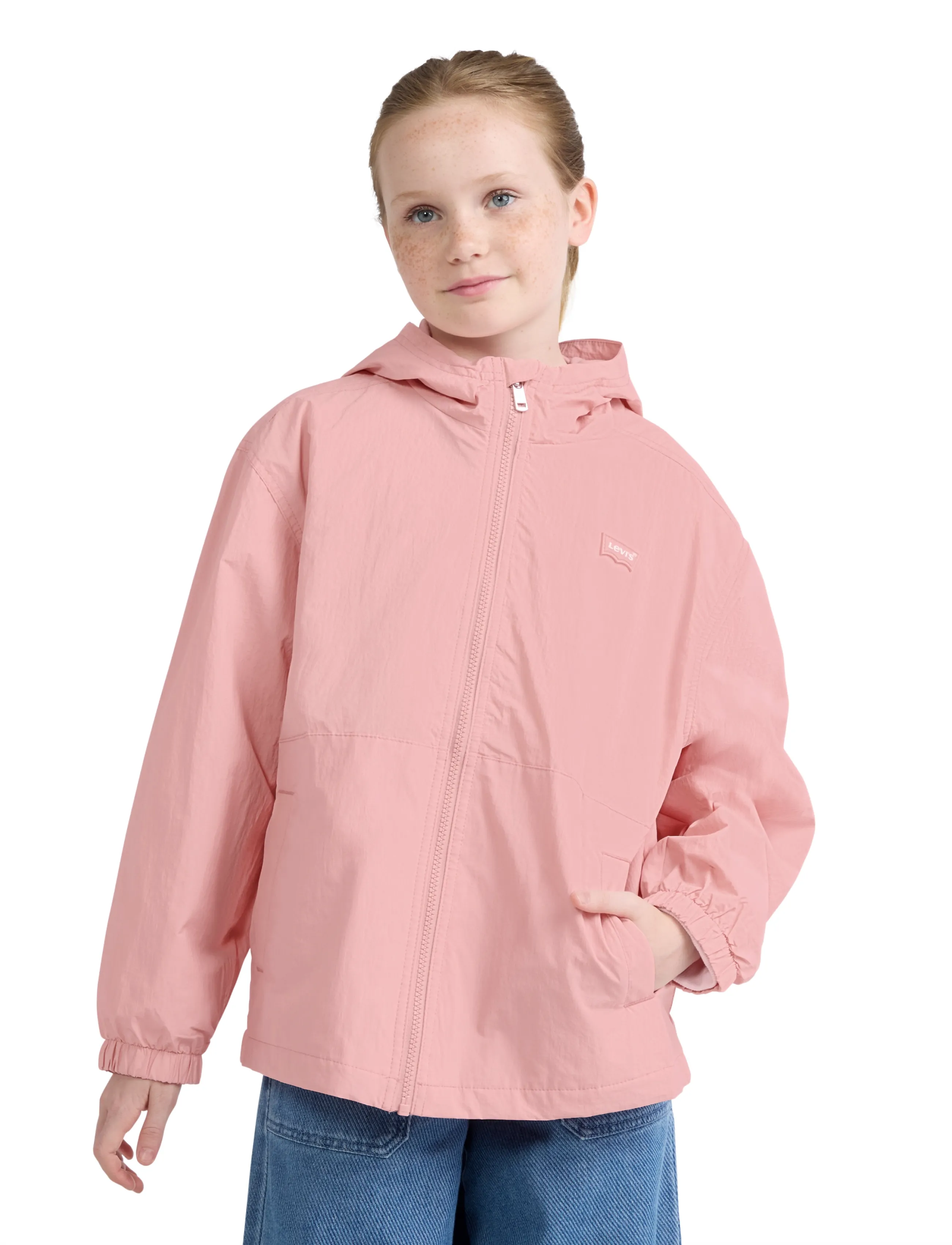 Levi's Lightweight Windbreaker, Børn, Vindjakke Med Hætte, Pink, Str: 158
