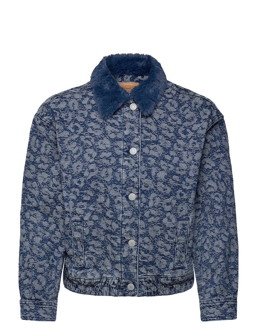 Levi's - Levi's® Fur Collar Leopard Oversized Trucker Jacket - jeansjackor - blue - 1