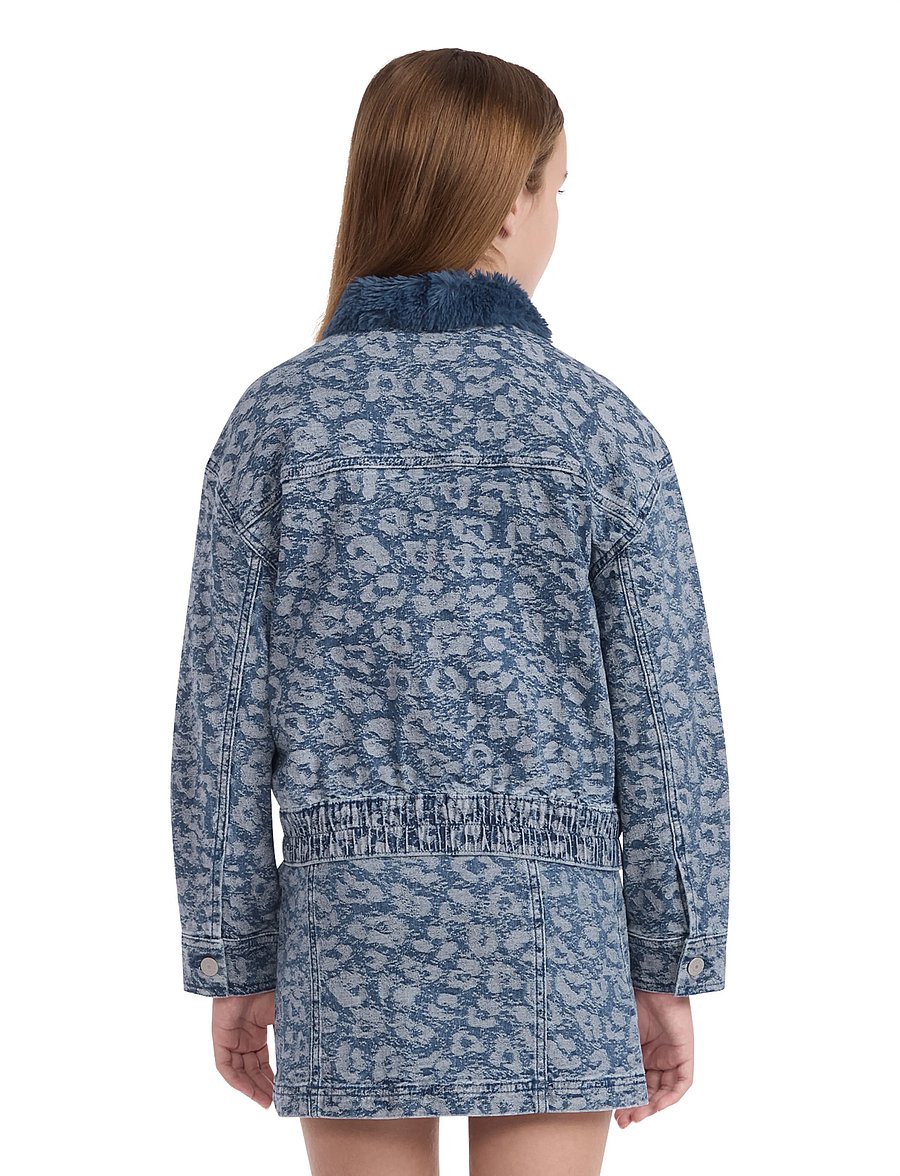 Levi's - Levi's® Fur Collar Leopard Oversized Trucker Jacket - jeansjackor - blue - 3