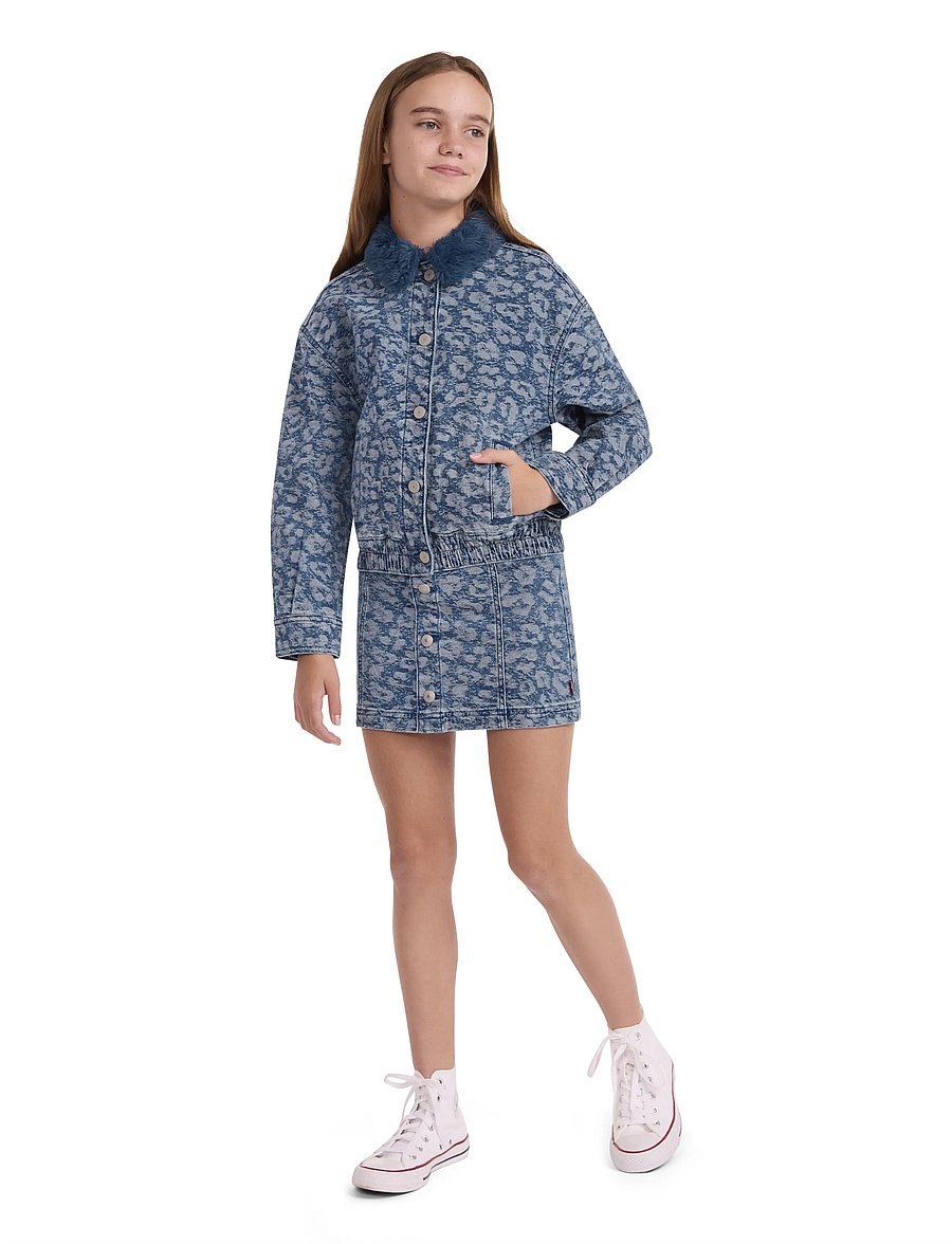 Levi's - Levi's® Fur Collar Leopard Oversized Trucker Jacket - jeansjackor - blue - 4