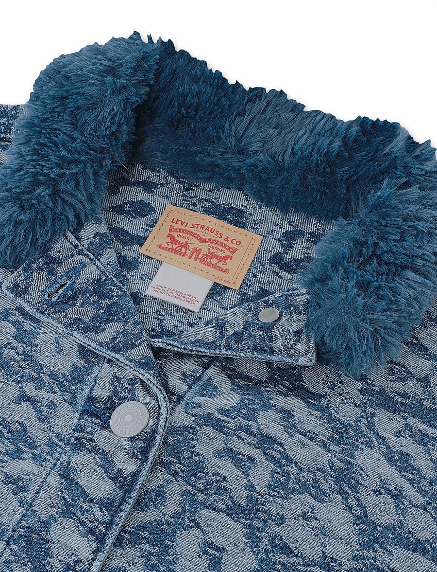 Levi's - Levi's® Fur Collar Leopard Oversized Trucker Jacket - jeansjackor - blue - 5