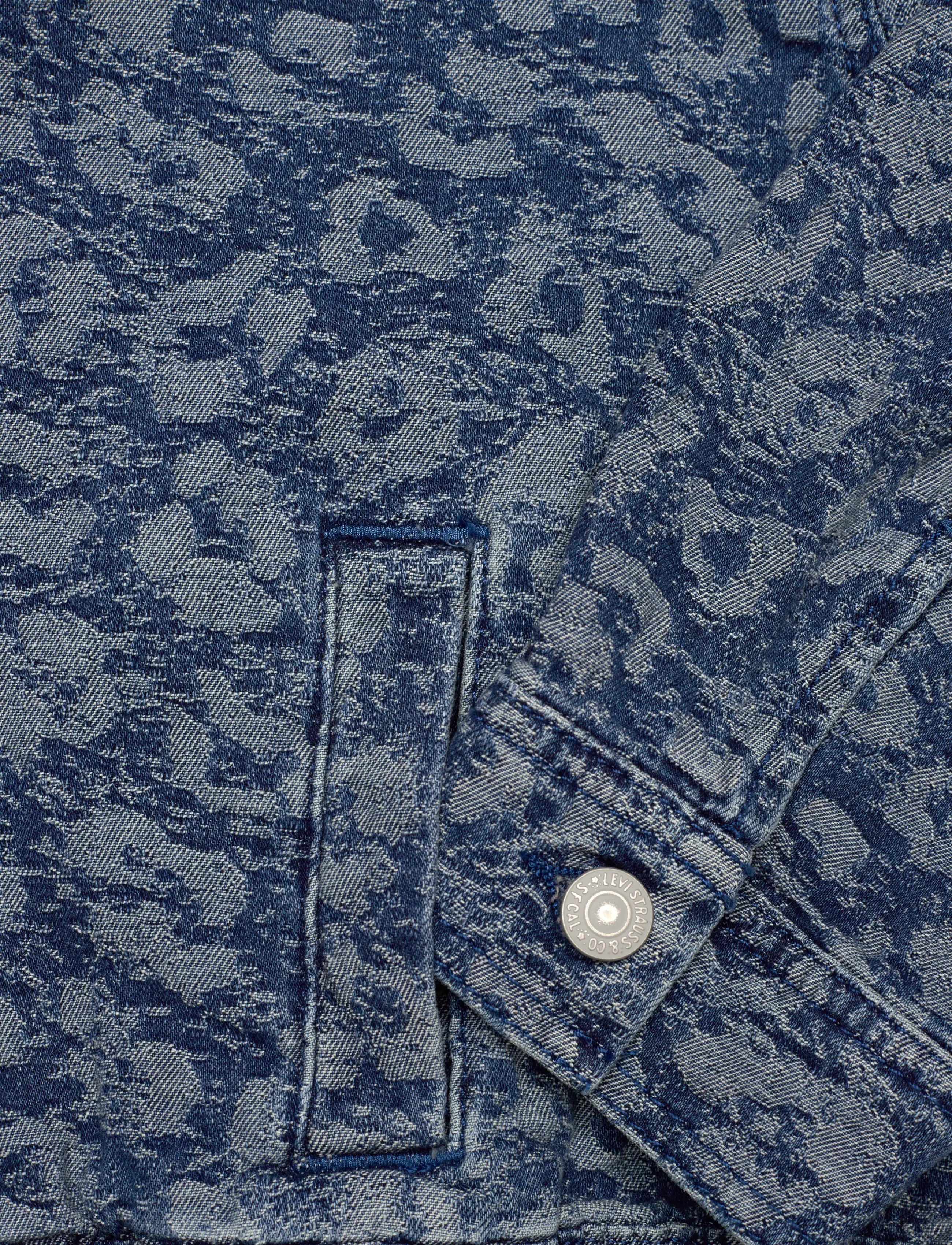 Levi's - Levi's® Fur Collar Leopard Oversized Trucker Jacket - vårjakker - blue - 3