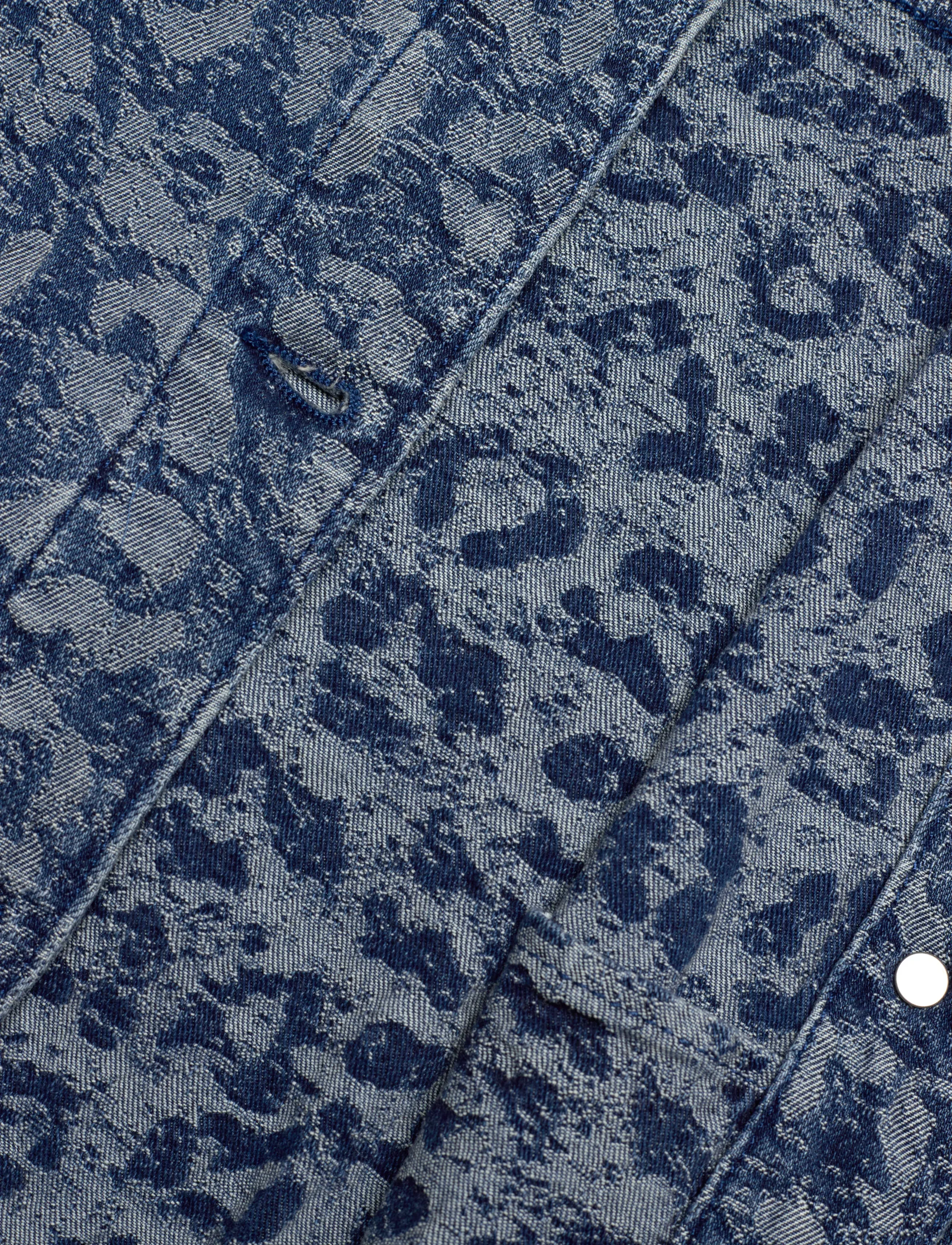 Levi's - Levi's® Fur Collar Leopard Oversized Trucker Jacket - vårjakker - blue - 4