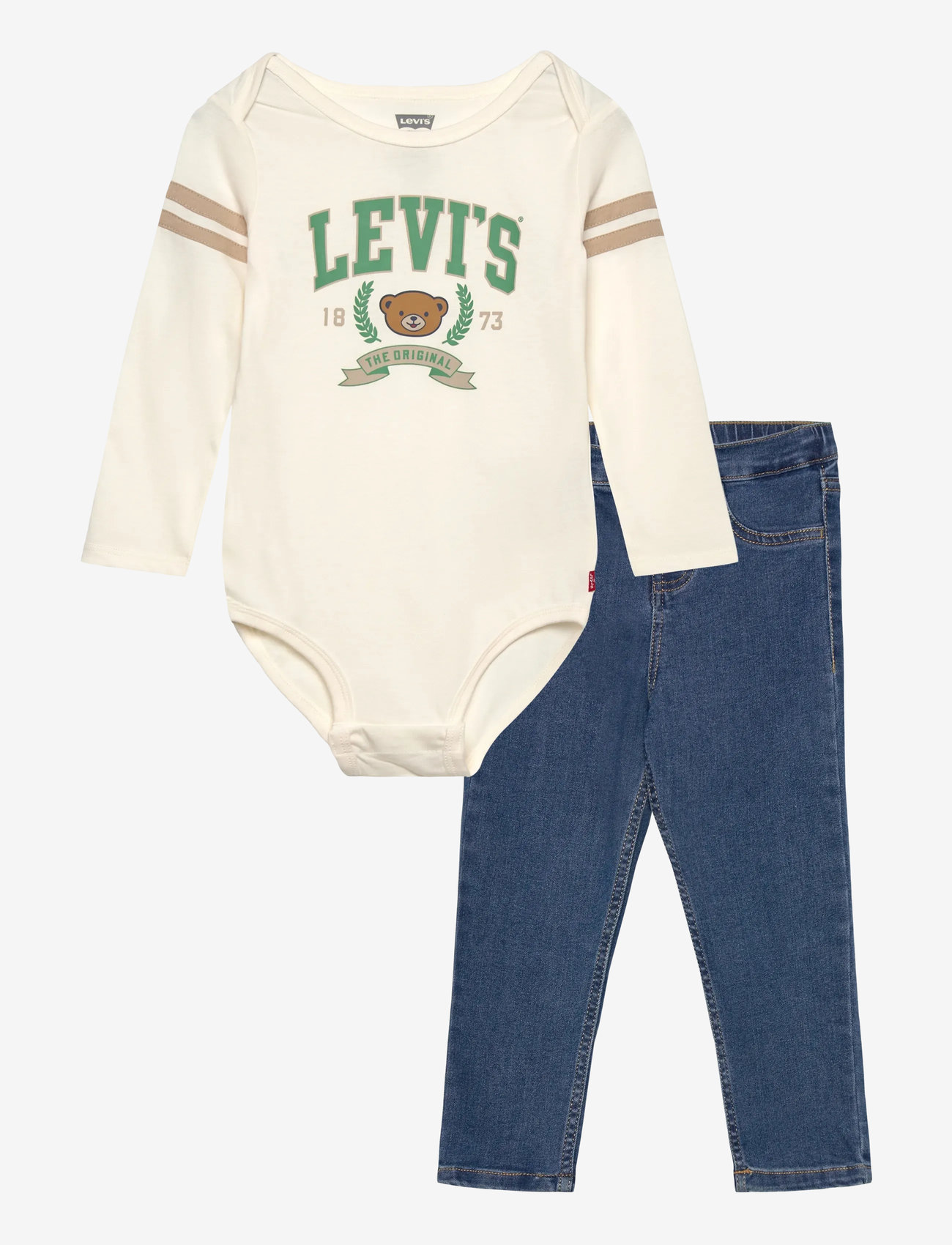 Levi's - Levi's® Football Bodysuit and Jeans 2-Piece Set - bodiga komplektid - levi's egret - 0