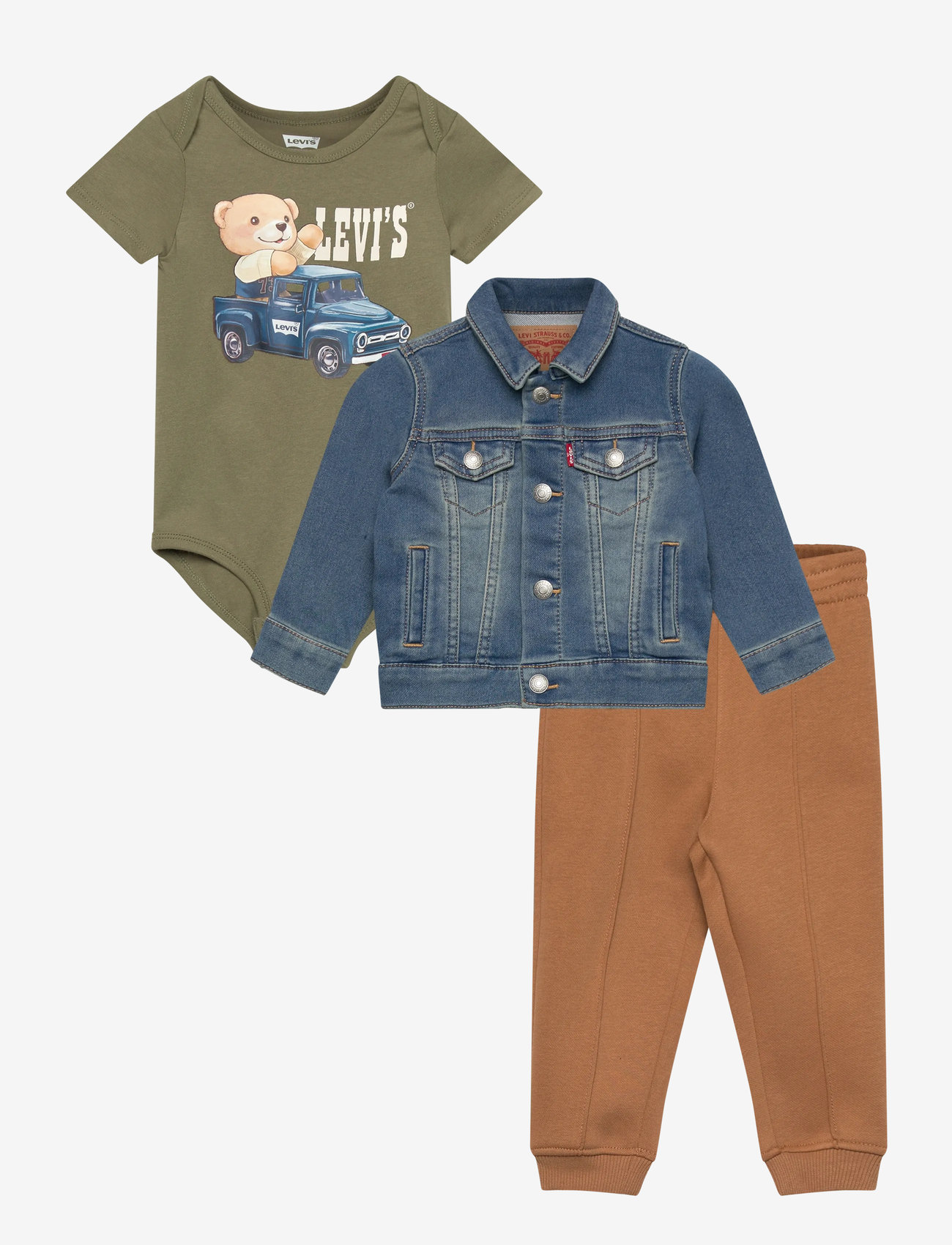 Levi's - Levi's® Bodysuit, Trucker Jacket and Jeans 3-Piece Set - sets with body - deep lichen green - 0