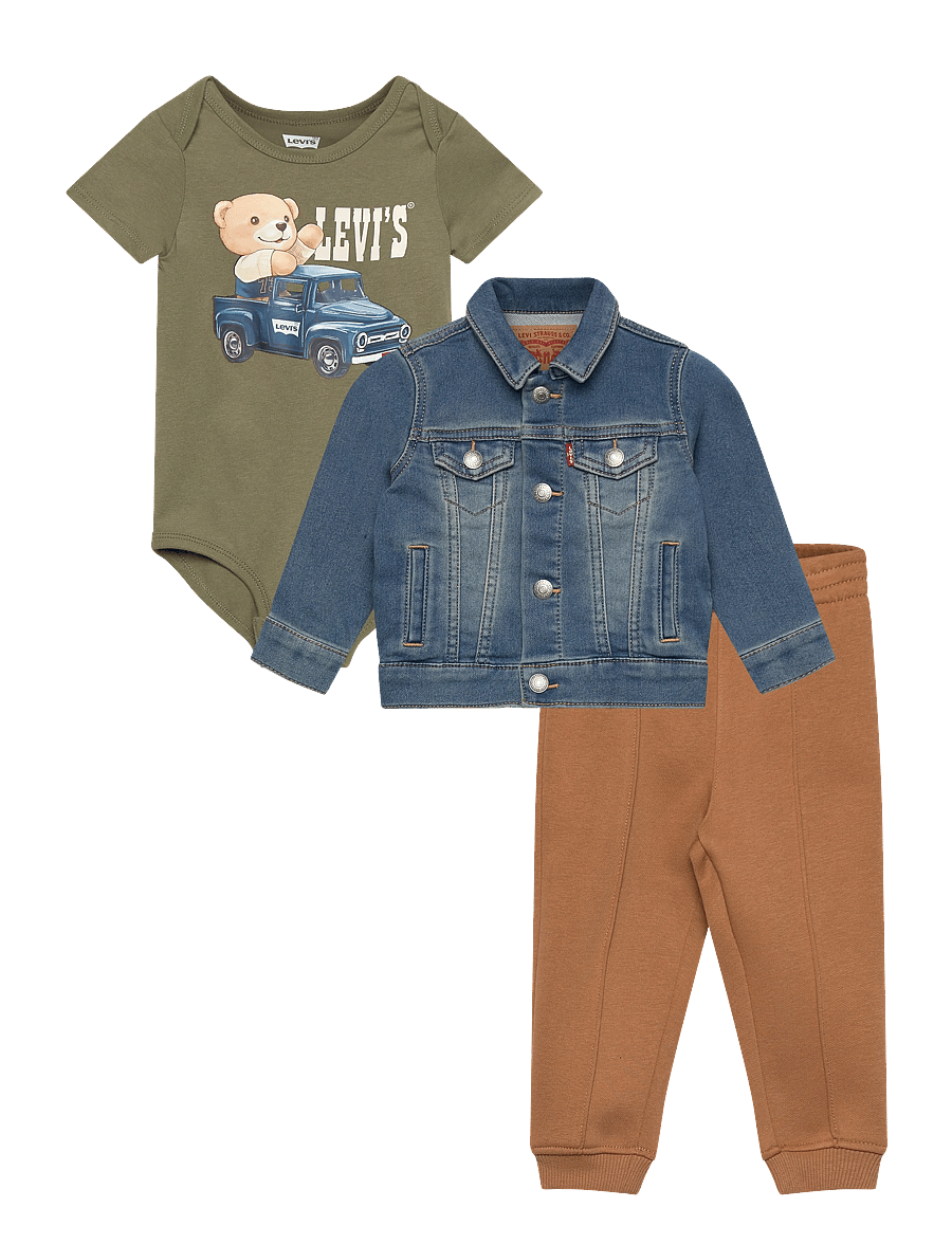 Levi's - Levi's® Bodysuit, Trucker Jacket and Jeans 3-Piece Set - set med body - deep lichen green - 0