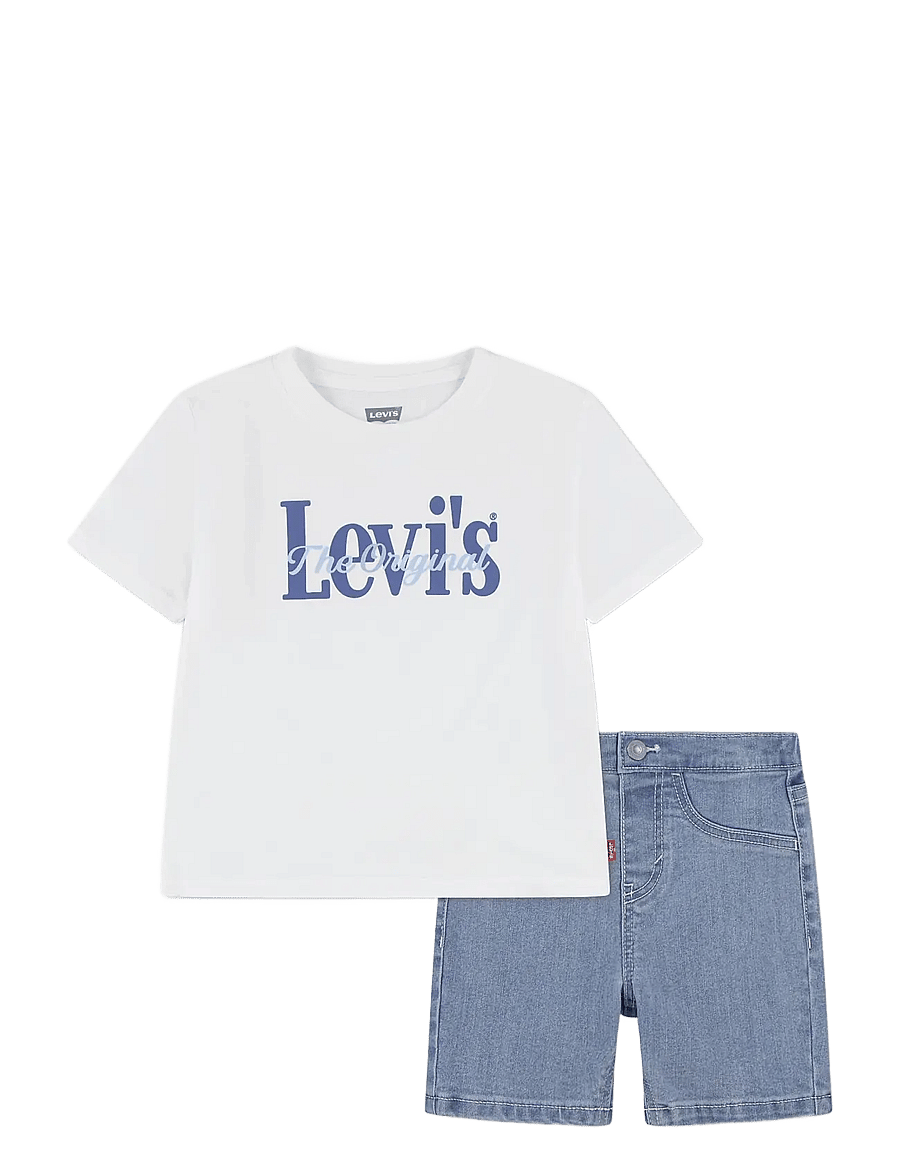 Levi's - Levi's® Logo Tee and Denim Shorts 2-Piece Set - sets with short-sleeved t-shirt - bright white - 0