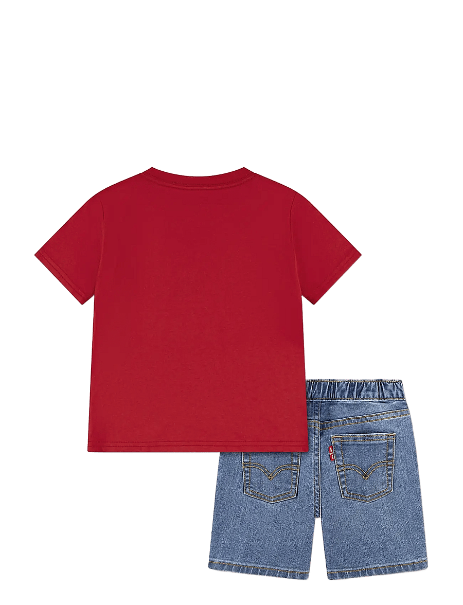 Levi's - Levi's® Logo Tee and Denim Shorts 2-Piece Set - sæt med kortærmet t-shirt - urban red - 1