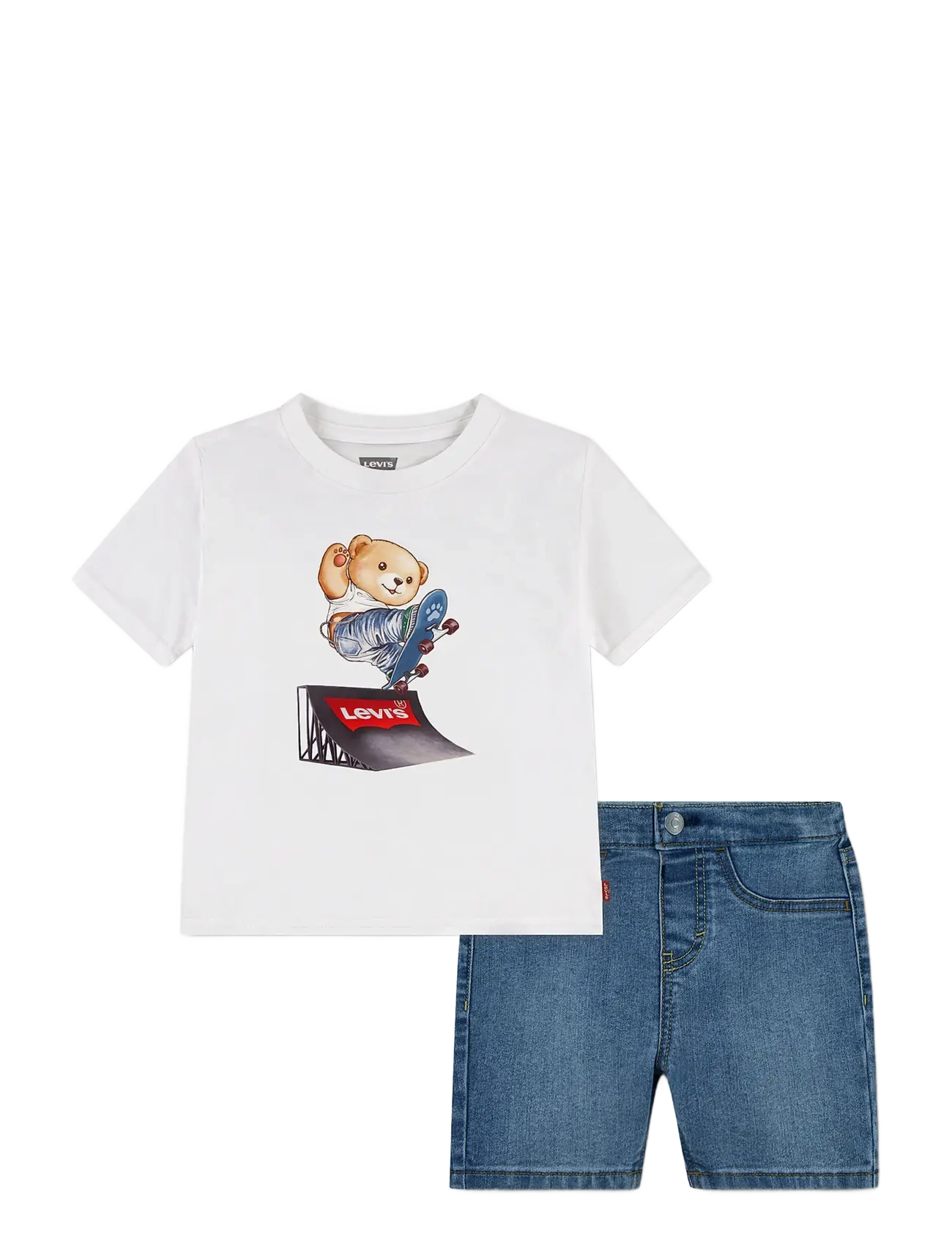 Levi's Levi's® Skater Tee and Denim Shorts 2-Piece Set - Tøj - BRIGHT WHITE / white