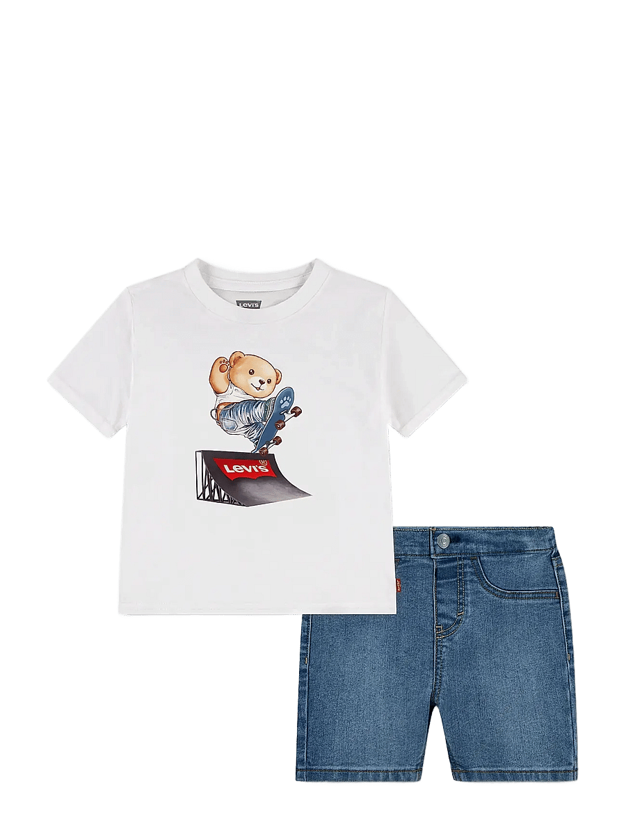 Levi's - Levi's® Skater Tee and Denim Shorts 2-Piece Set - sets mit kurzärmeligem t-shirt - bright white - 0