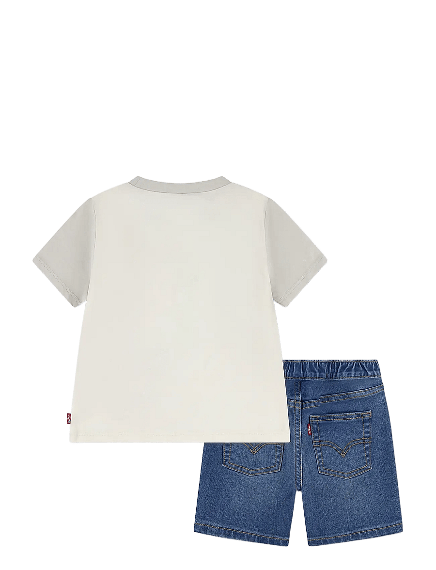 Levi's - Levi's® Palm Tree Tee and Denim Shorts 2-Piece Set - komplekti ar t-kreklu ar īsām piedurknēm - egret - 1