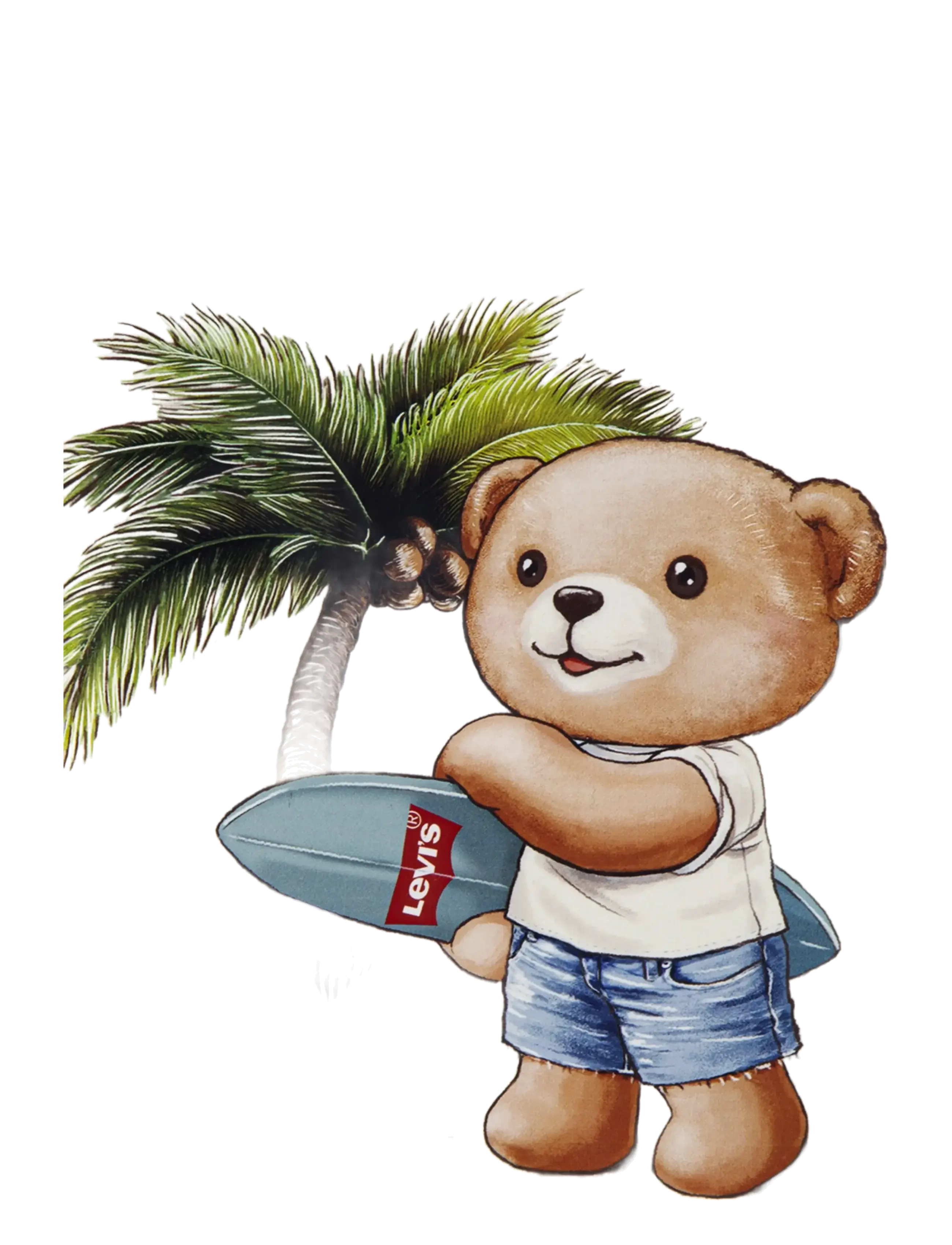 Levi's - Levi's® Palm Tree Tee and Denim Shorts 2-Piece Set - komplekti ar t-kreklu ar īsām piedurknēm - egret - 2