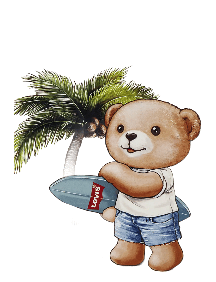 Levi's - Levi's® Palm Tree Tee and Denim Shorts 2-Piece Set - komplekti ar t-kreklu ar īsām piedurknēm - egret - 2
