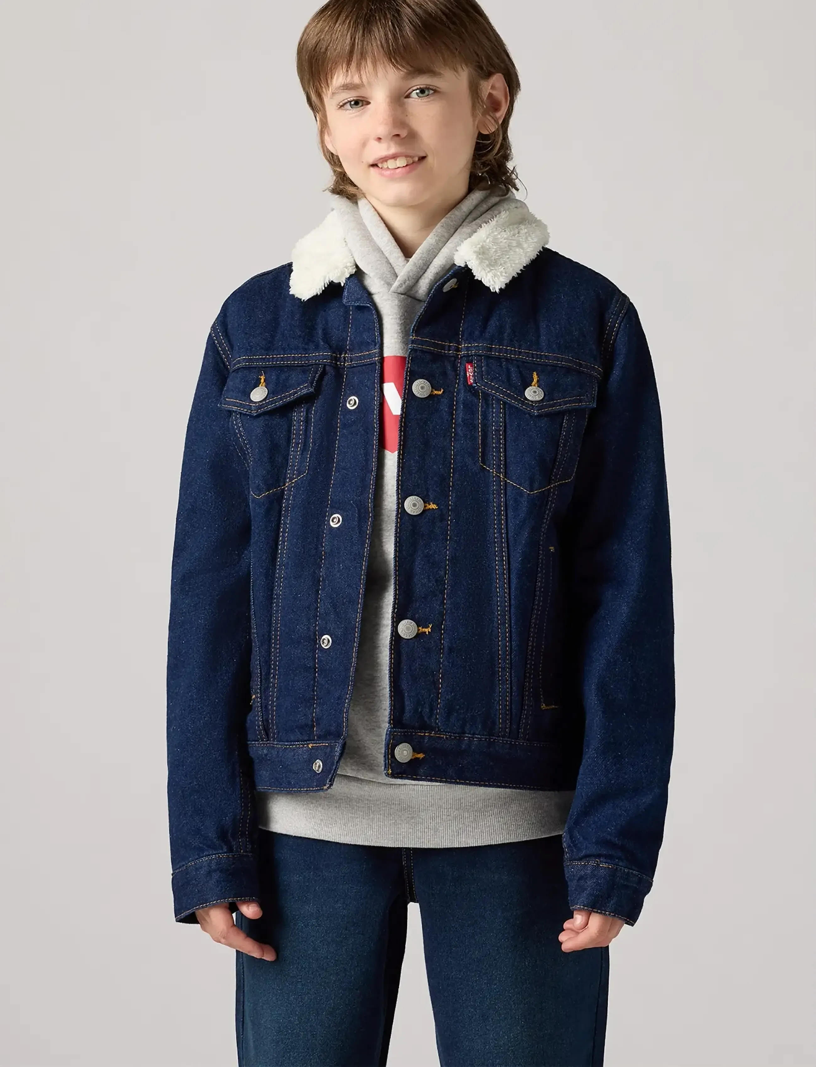 Levi's Levi's Sherpa Trucker Jacket, 164, Blue, Jakker Og Frakker > Denim Og Fløjl, Børn