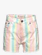 Levi's® Striped Frayed Girlfriend Shorts - YELLOW