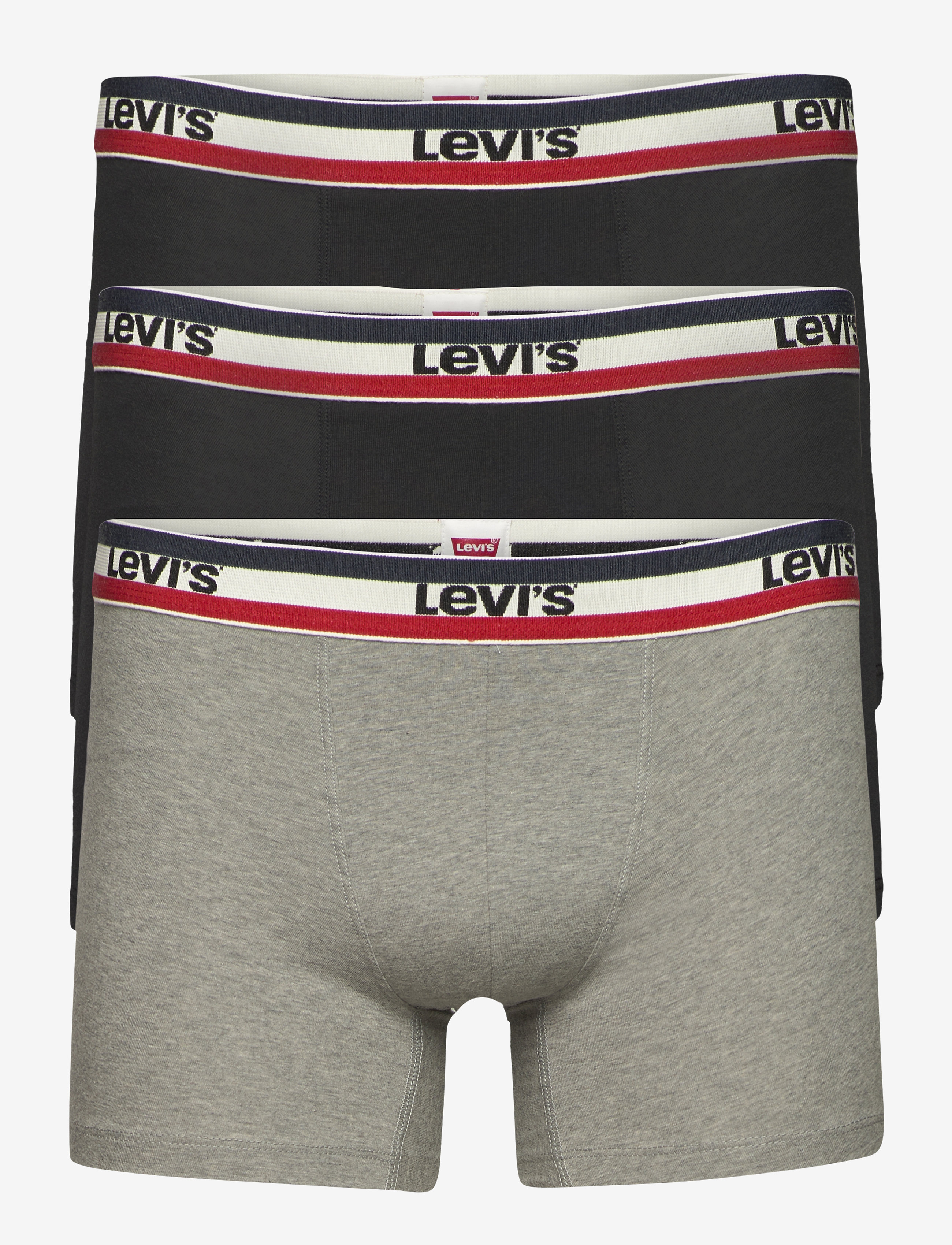 LEVIS MEN SPRTSWR LOGO BOXER BRIEF 3P - BLACK / GREY MELANGE