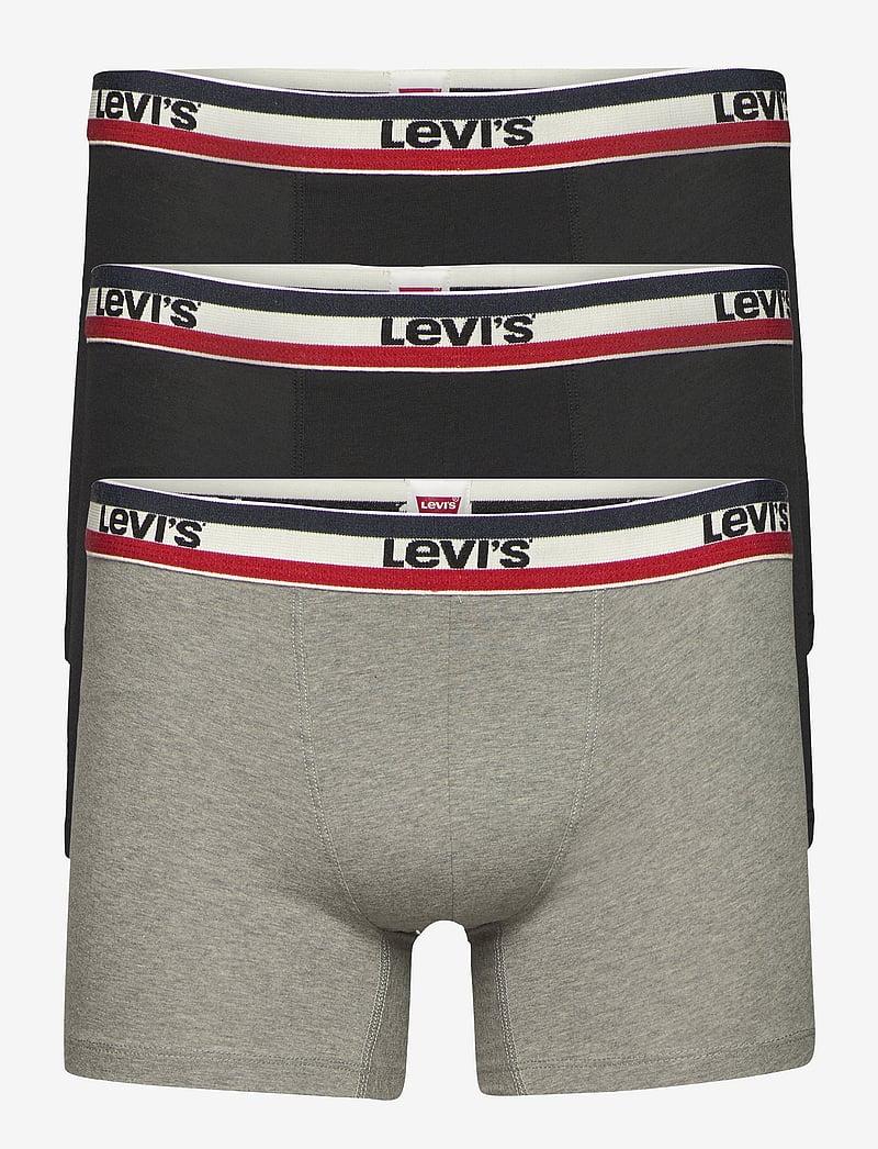 Levi's® - LEVIS MEN SPRTSWR LOGO BOXER BRIEF 3P - unterhosen im multipack - black / grey melange - 1