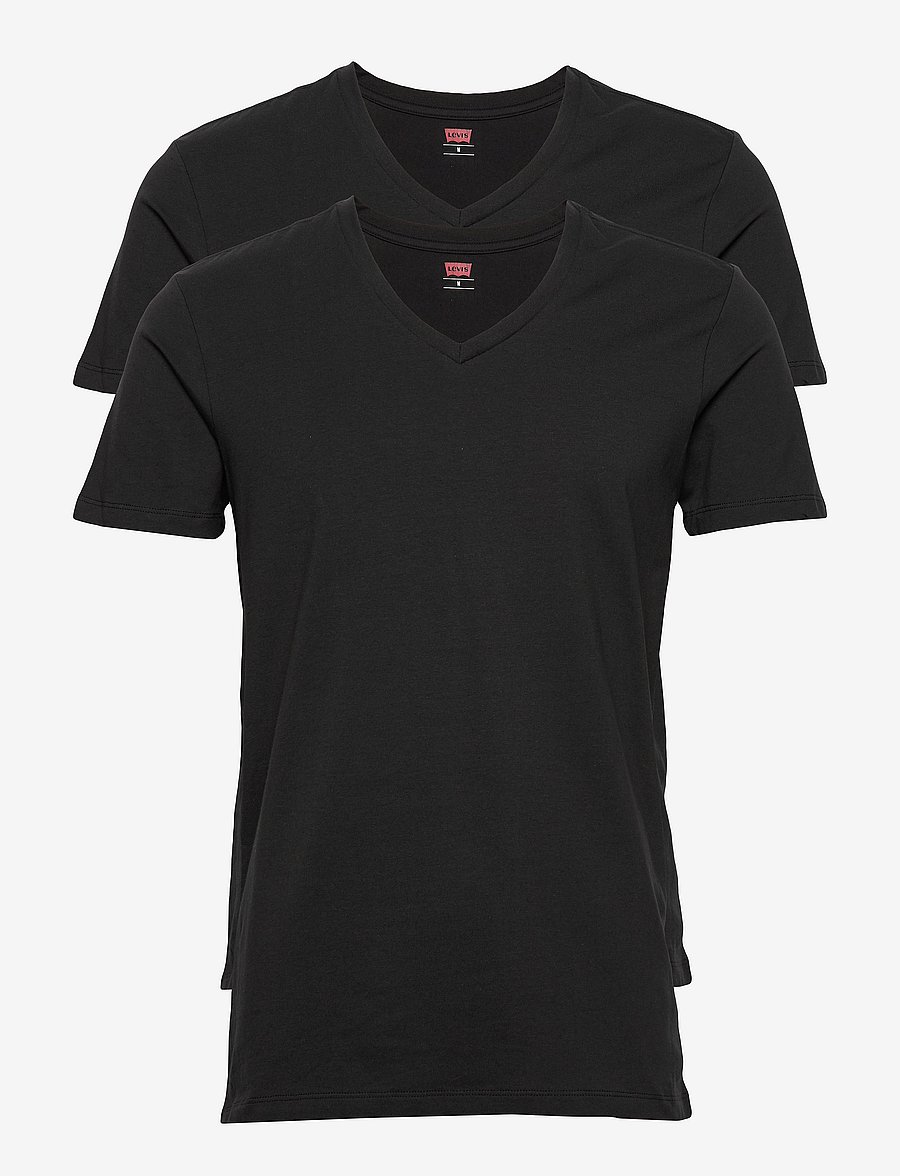 Levi's® - LEVIS MEN V-NECK 2P - t-shirts mit v-ausschnitt - jet black - 1