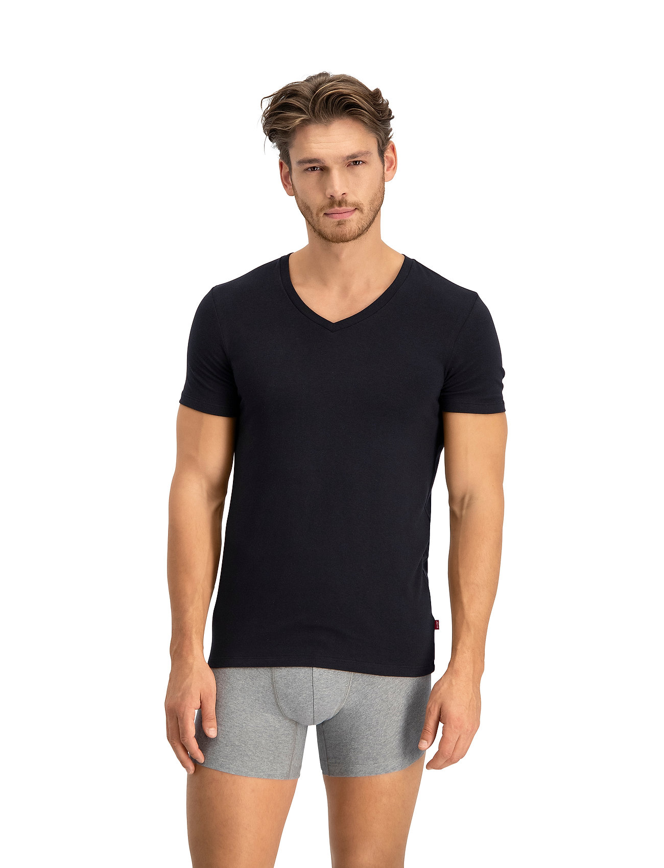 Levi's Levis Men V-Neck 2P, S, T-shirts, Schwarz - Short-sleeved, Männerswear