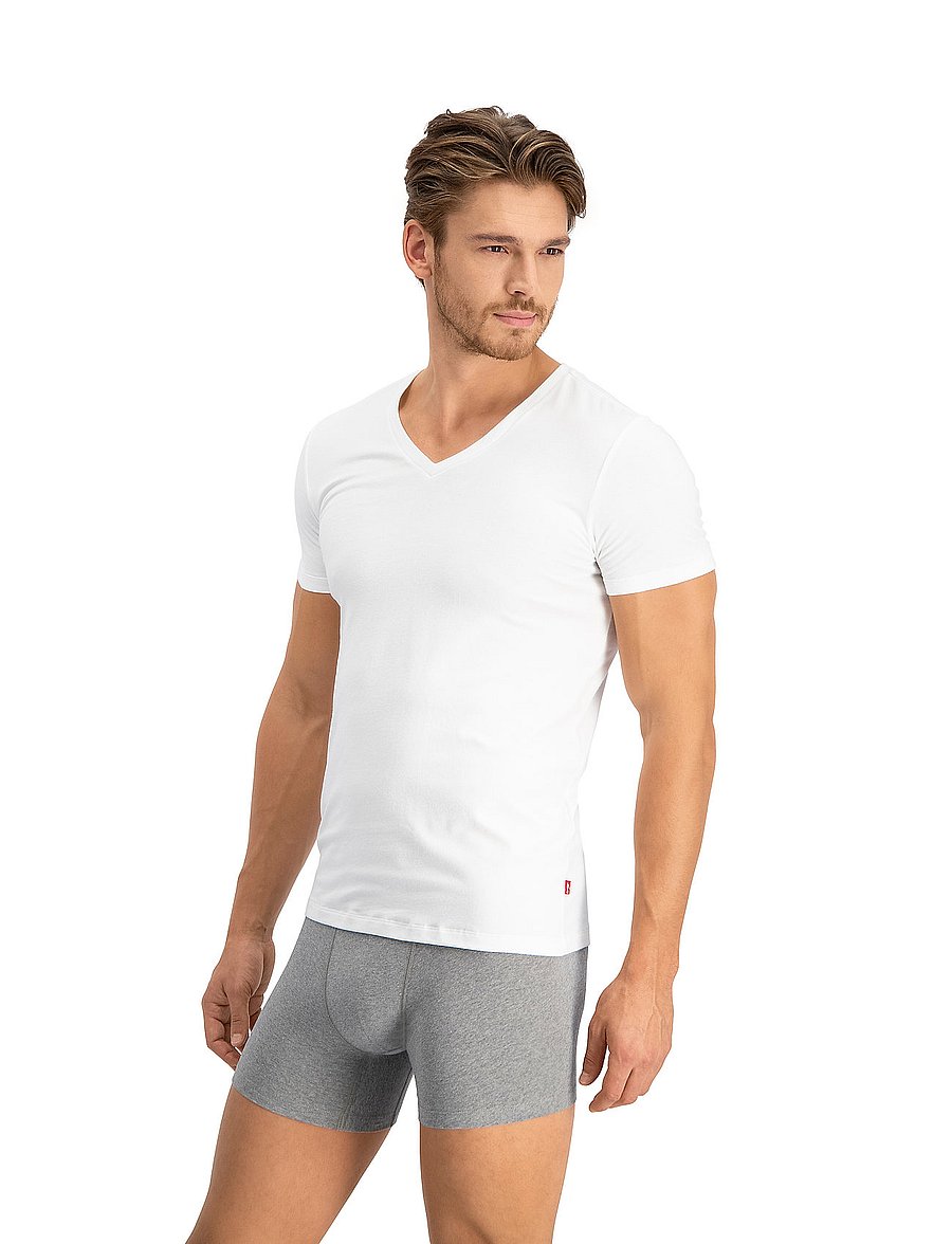Levi's® - LEVIS MEN V-NECK 2P - t-shirts mit v-ausschnitt - white - 3
