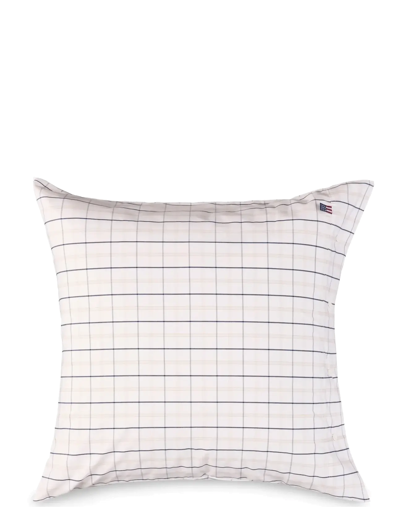 Lexington Home White/Beige/Navy Checked Cotton Poplin Pillowcase, Pudebetræk, Hvid, Str: 50X90