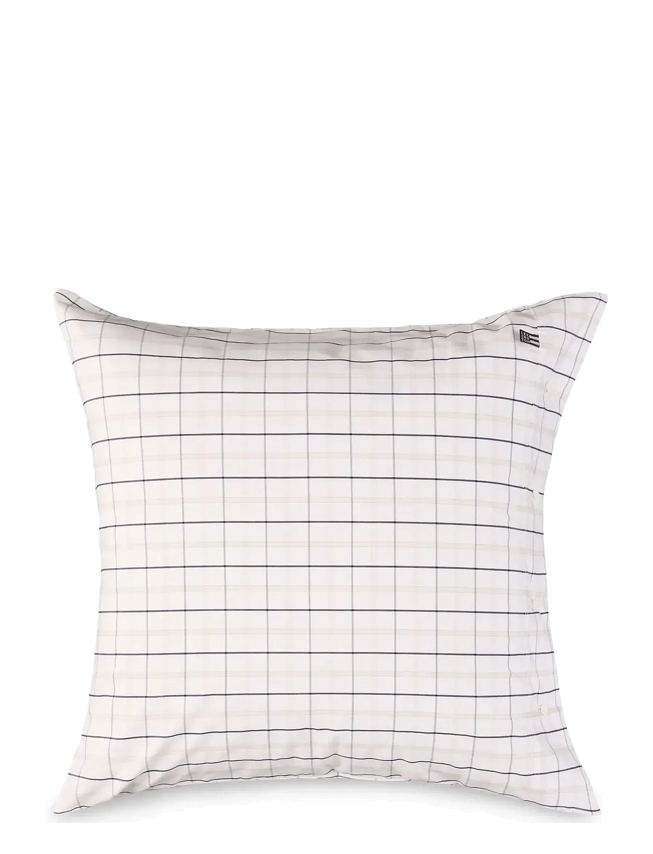 White/Beige/Navy Checked Cotton Poplin Pillowcase - WHITE/BEIGE