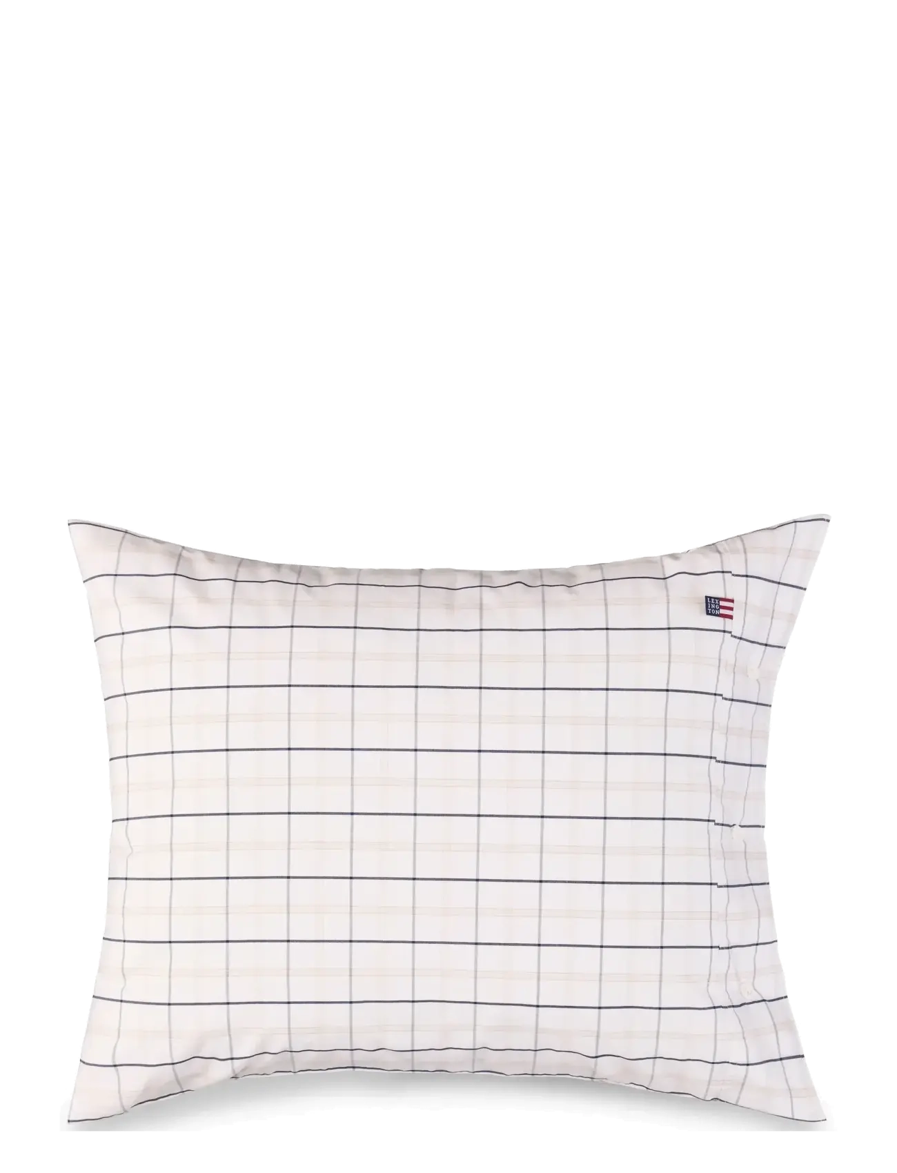 Lexington Home - White/Beige/Navy Checked Cotton Poplin Pillowcase - white/beige/navy - 1
