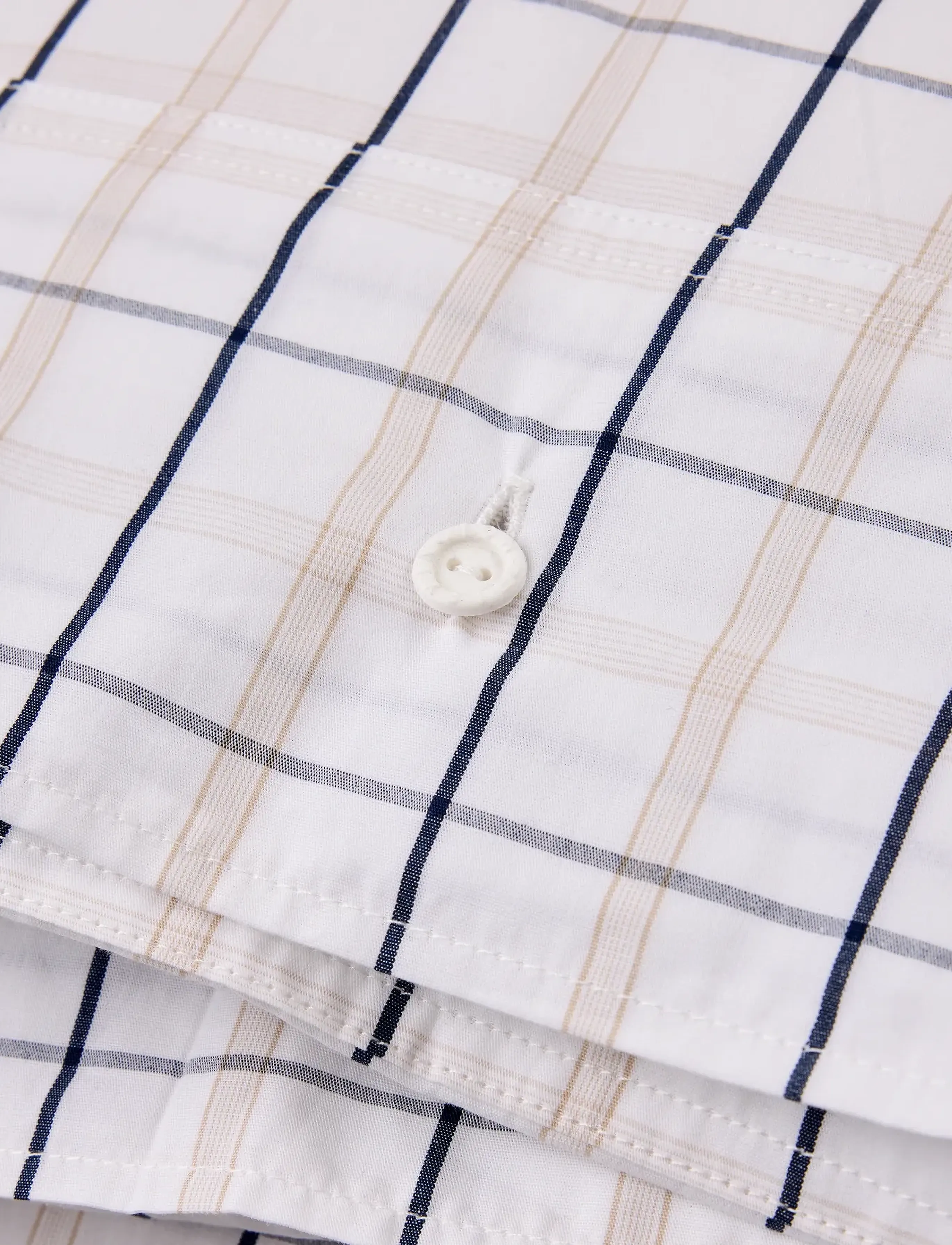 Lexington Home - White/Beige/Navy Checked Cotton Poplin Duvet Cover - tekikotid - white/beige/navy - 2