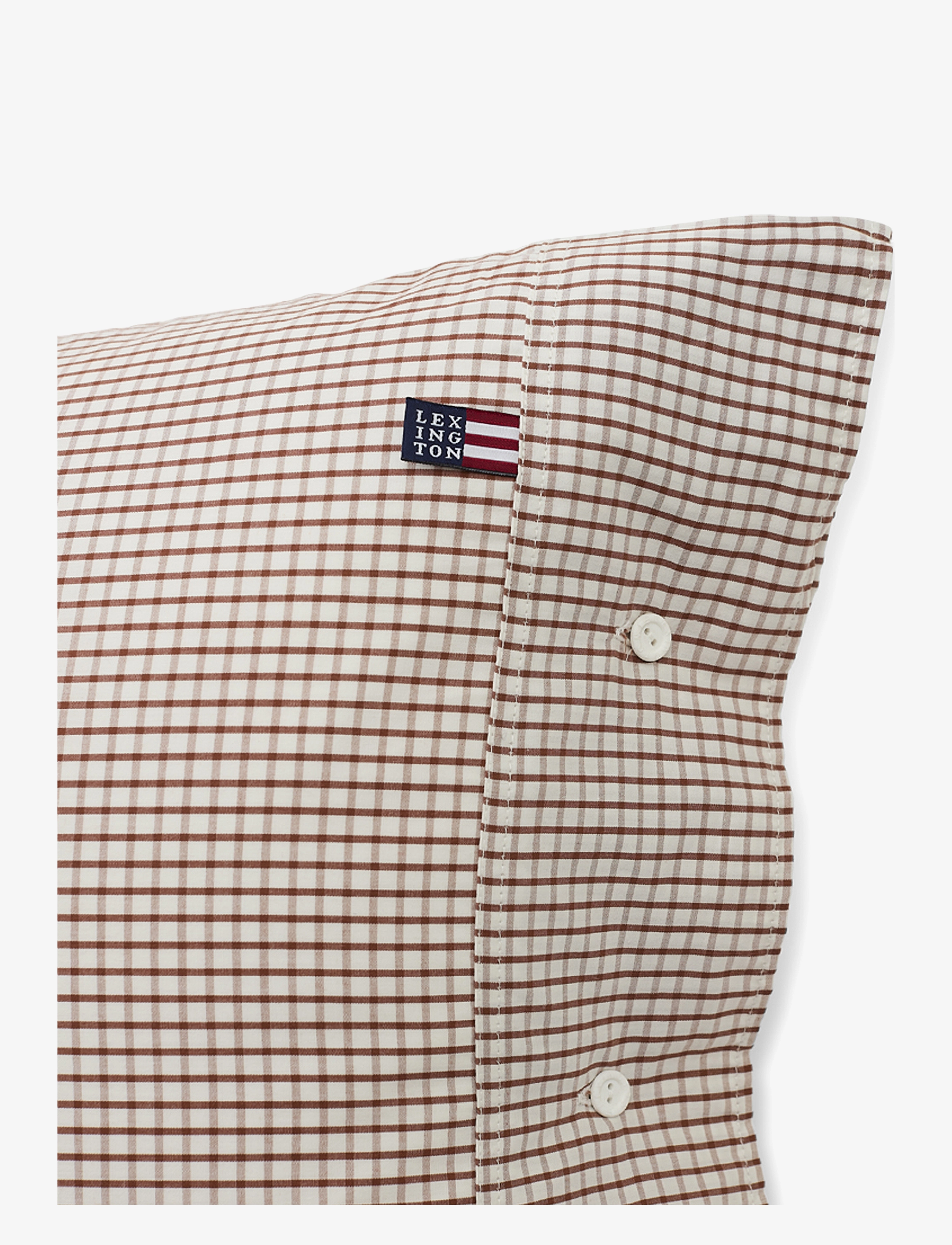 Lexington Home - White/Copper Checked Cotton Poplin Pillowcase - coussins covers - white/copper - 3