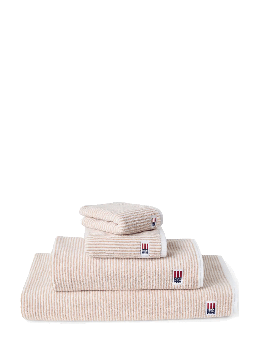 Lexington Home - Original Towel White/Tan Striped - badehåndklær - white/tan - 1