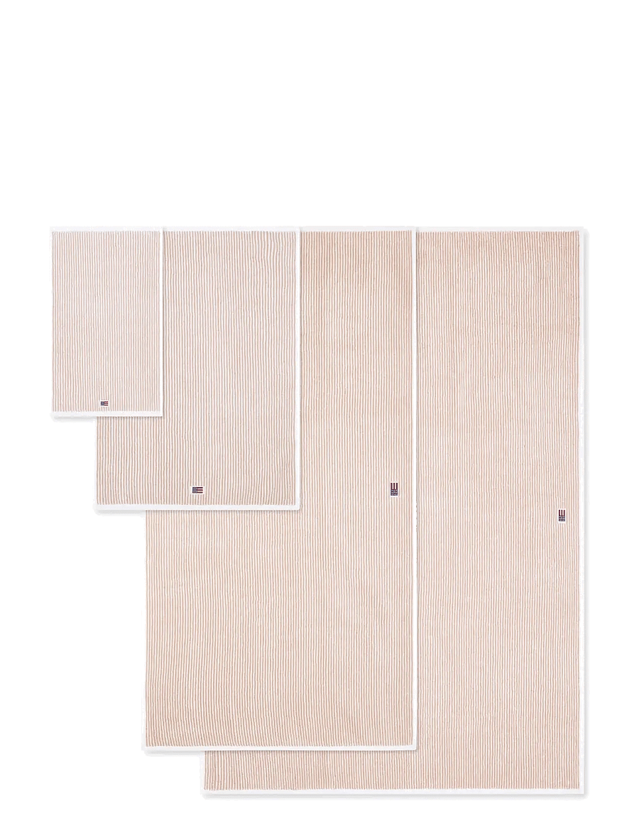 Lexington Home - Original Towel White/Tan Striped - badehåndklær - white/tan - 2