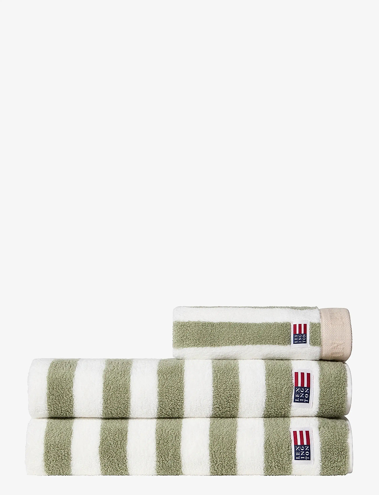 Lexington Home - Block Striped Towel Vintage Green/White/Moonbeam - badlakan - vintage green/white/moonbeam - 1