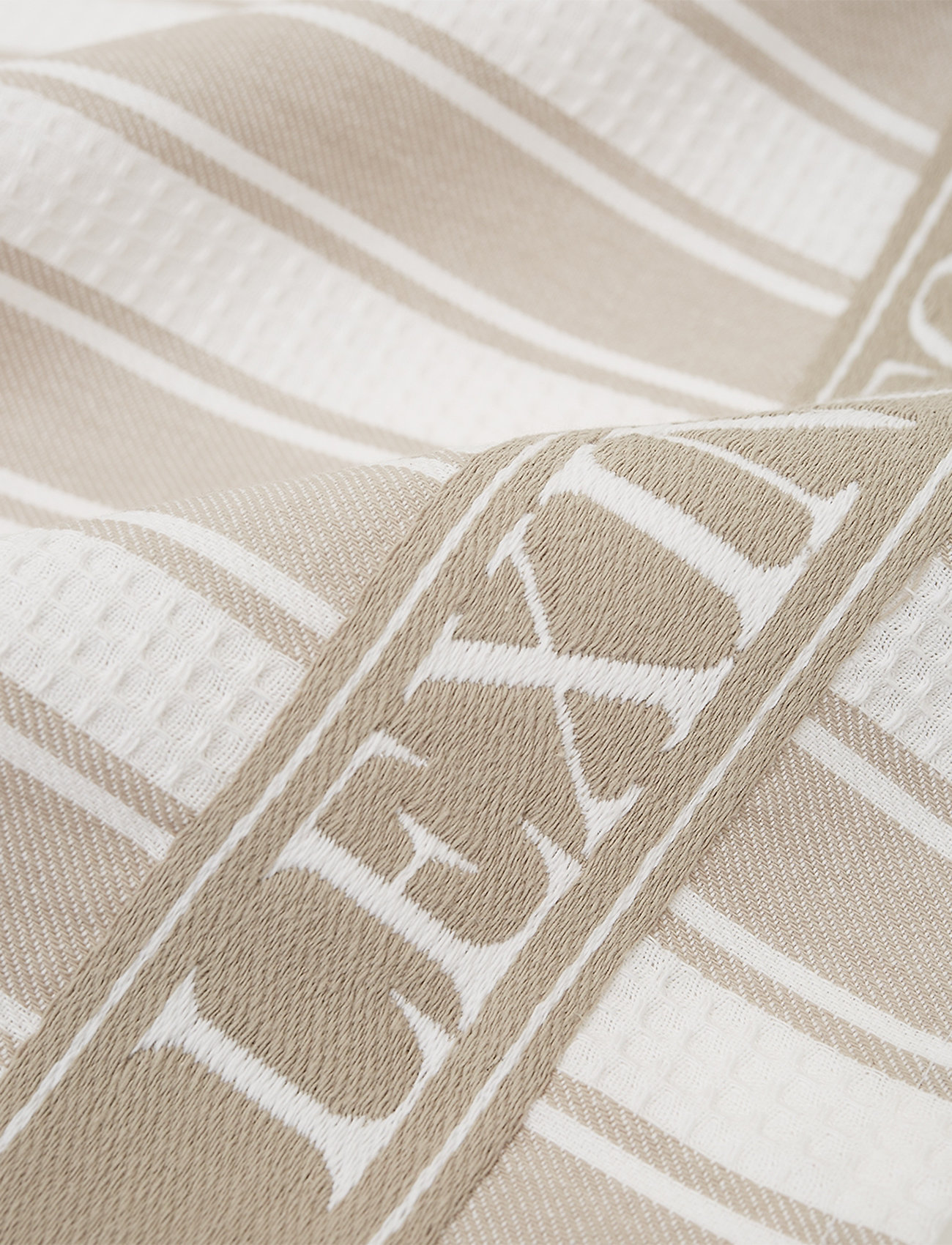 Lexington Home - Icons Cotton Twill Waffle Striped Kitchen Towel - tea towels - beige/white - 1
