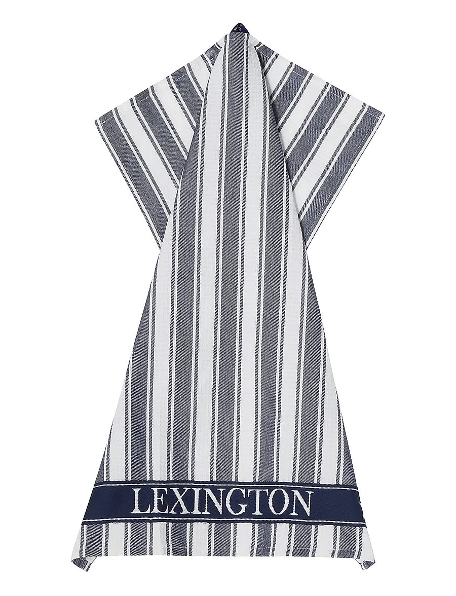 Lexington Home - Icons Cotton Twill Waffle Striped Kitchen Towel - torchons - dress blue/white - 1