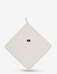 Icons Cotton Herringbone Striped Potholder - BEIGE/WHITE