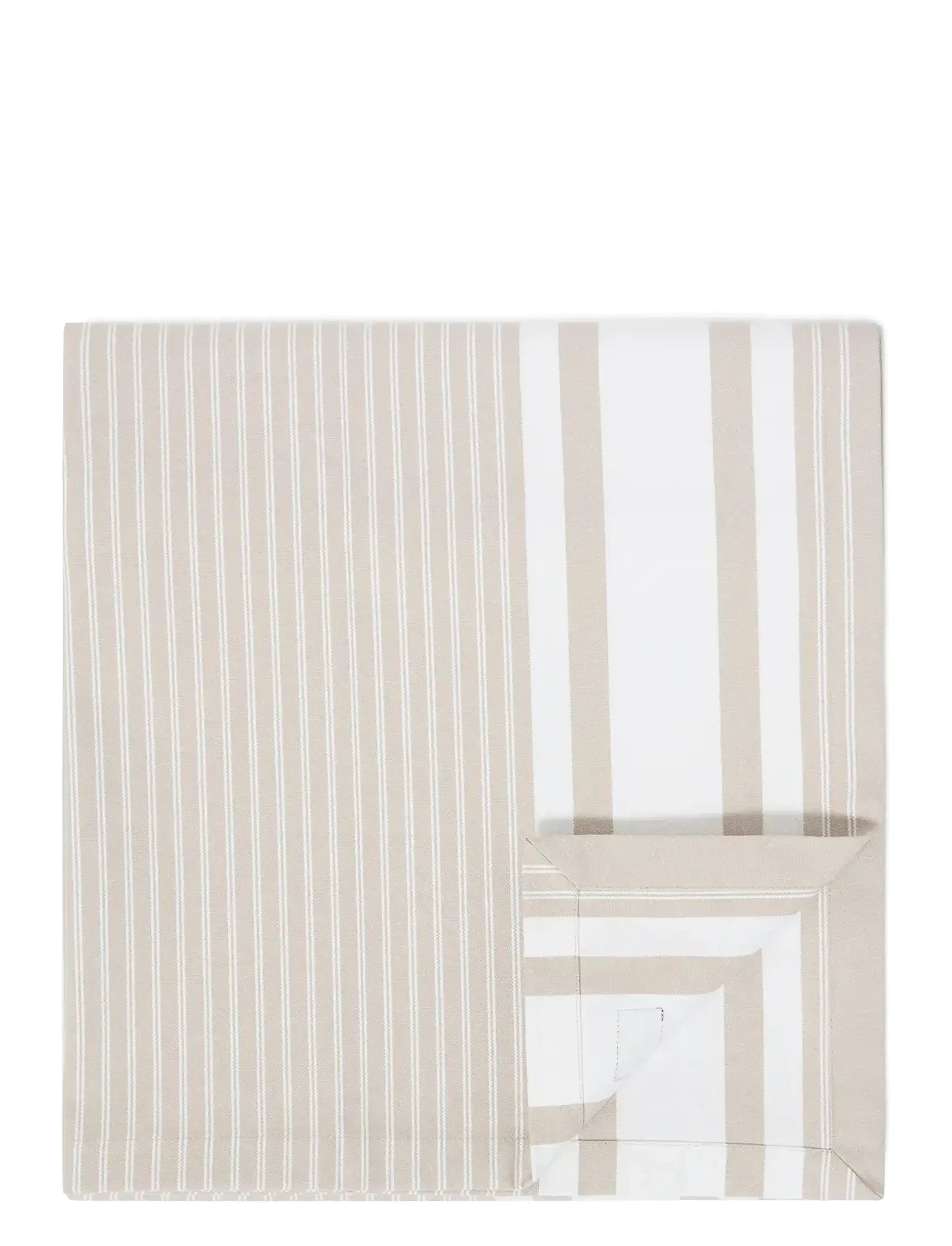 Lexington Home Icons Striped Org Cotton Oxford Tablecloth, 180X180, Kitchen Textiles, Beige - Tablecloths & Table Runners, Homeware