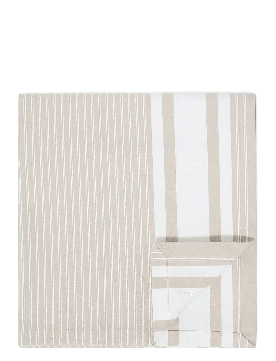 Lexington Home - Icons Striped Org Cotton Oxford Tablecloth - staltiesės ir stalo takeliai - beige/white - 0
