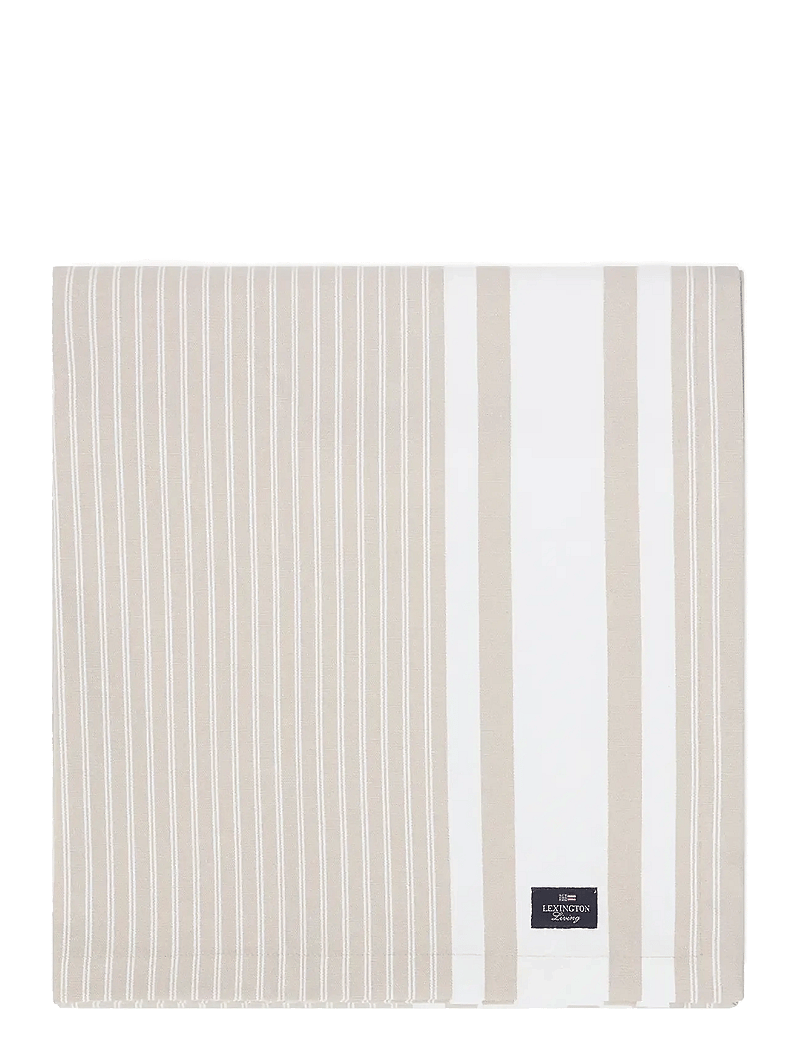 Lexington Home - Icons Striped Org Cotton Oxford Tablecloth - dukar & löpare - beige/white - 1