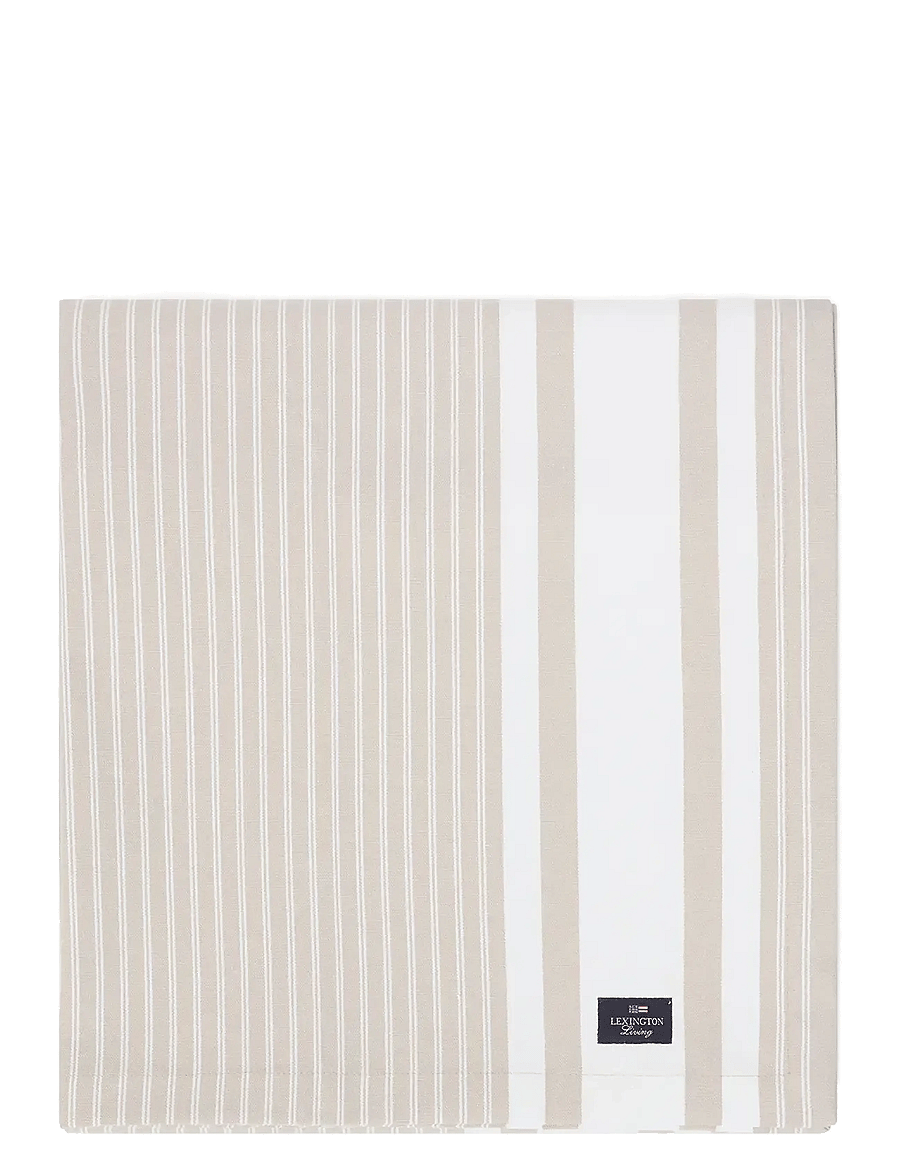 Lexington Home - Icons Striped Org Cotton Oxford Tablecloth - staltiesės ir stalo takeliai - beige/white - 1