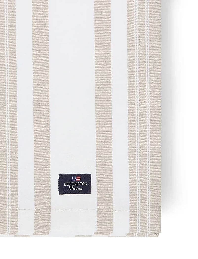 Lexington Home - Icons Striped Org Cotton Oxford Tablecloth - dukar & löpare - beige/white - 2
